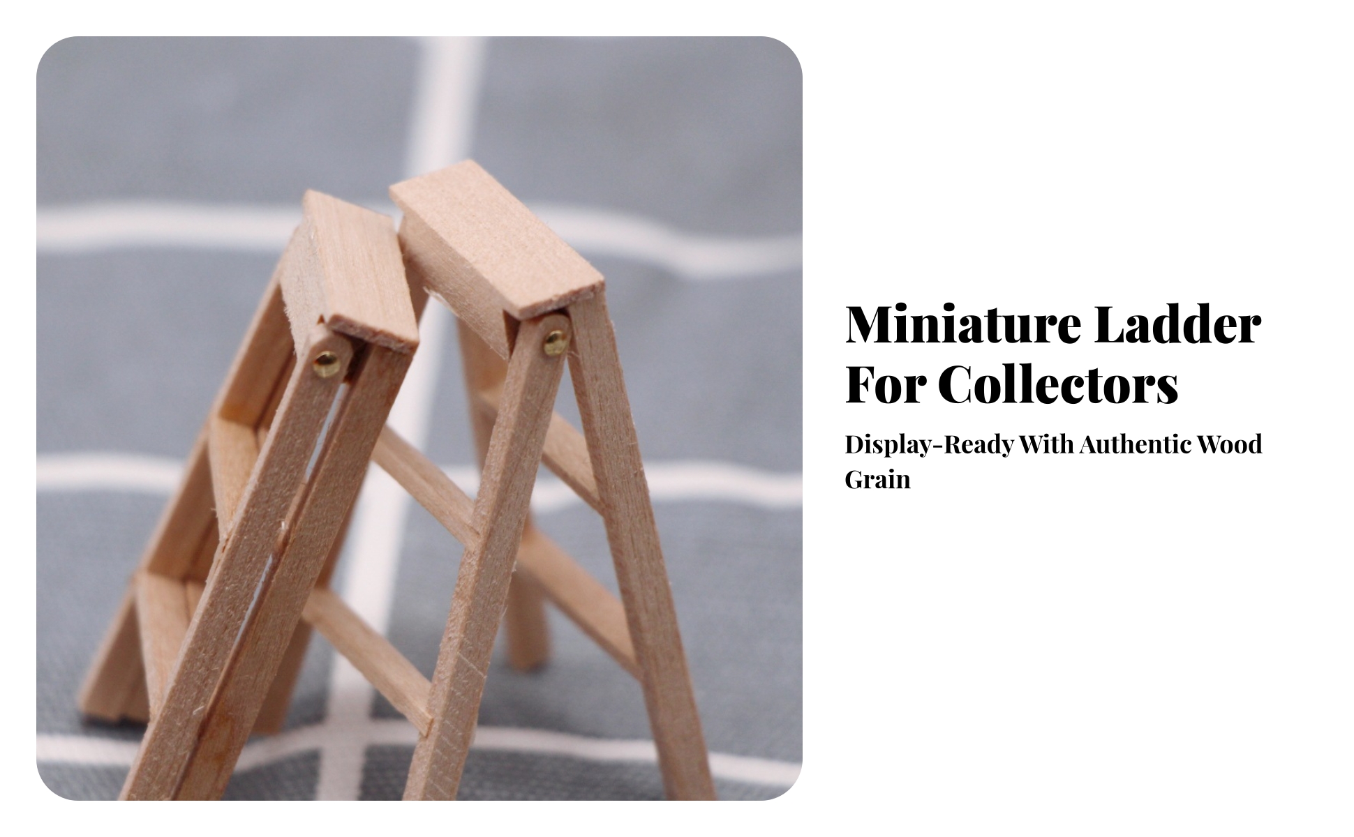 Dollhouse Accessory Lightweight Miniature Natural-Wood Folding Step Ladder