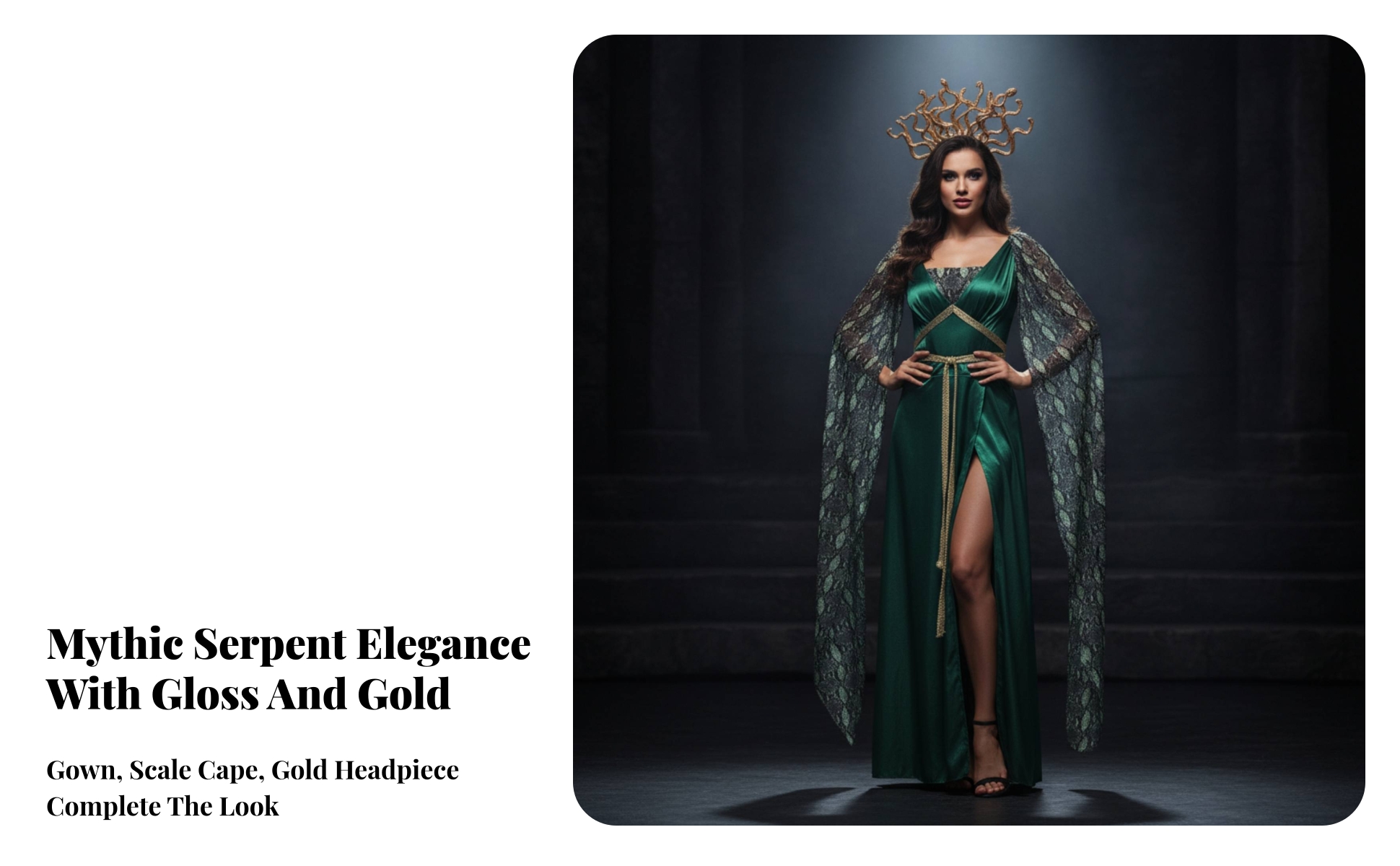 Gorgon Costume Mythical Costume Dress with Headpiece Snake-Like for Halloween