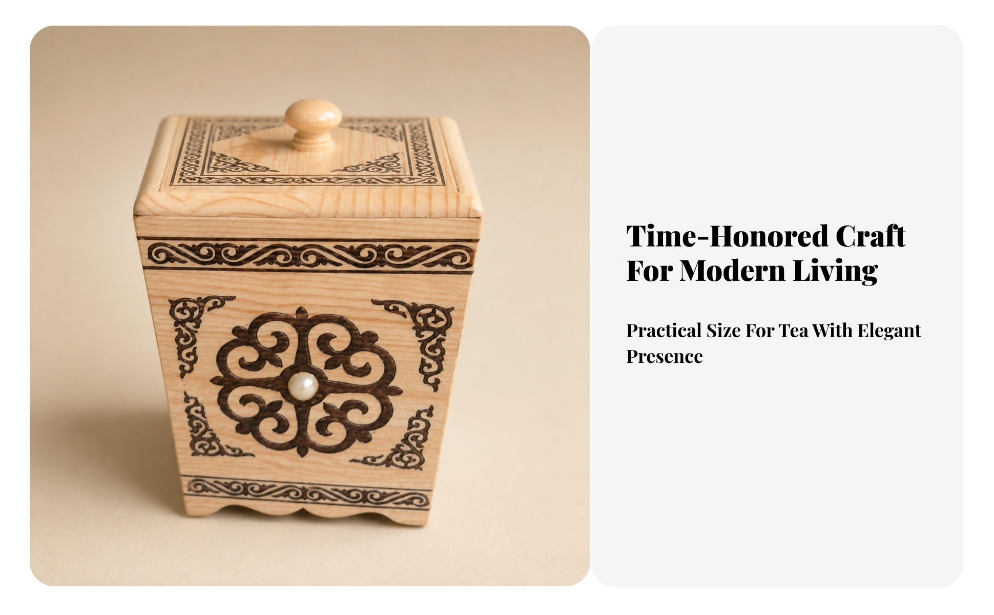 Wooden Storage Container with Lid Decorative Wooden Tea Box Artisan