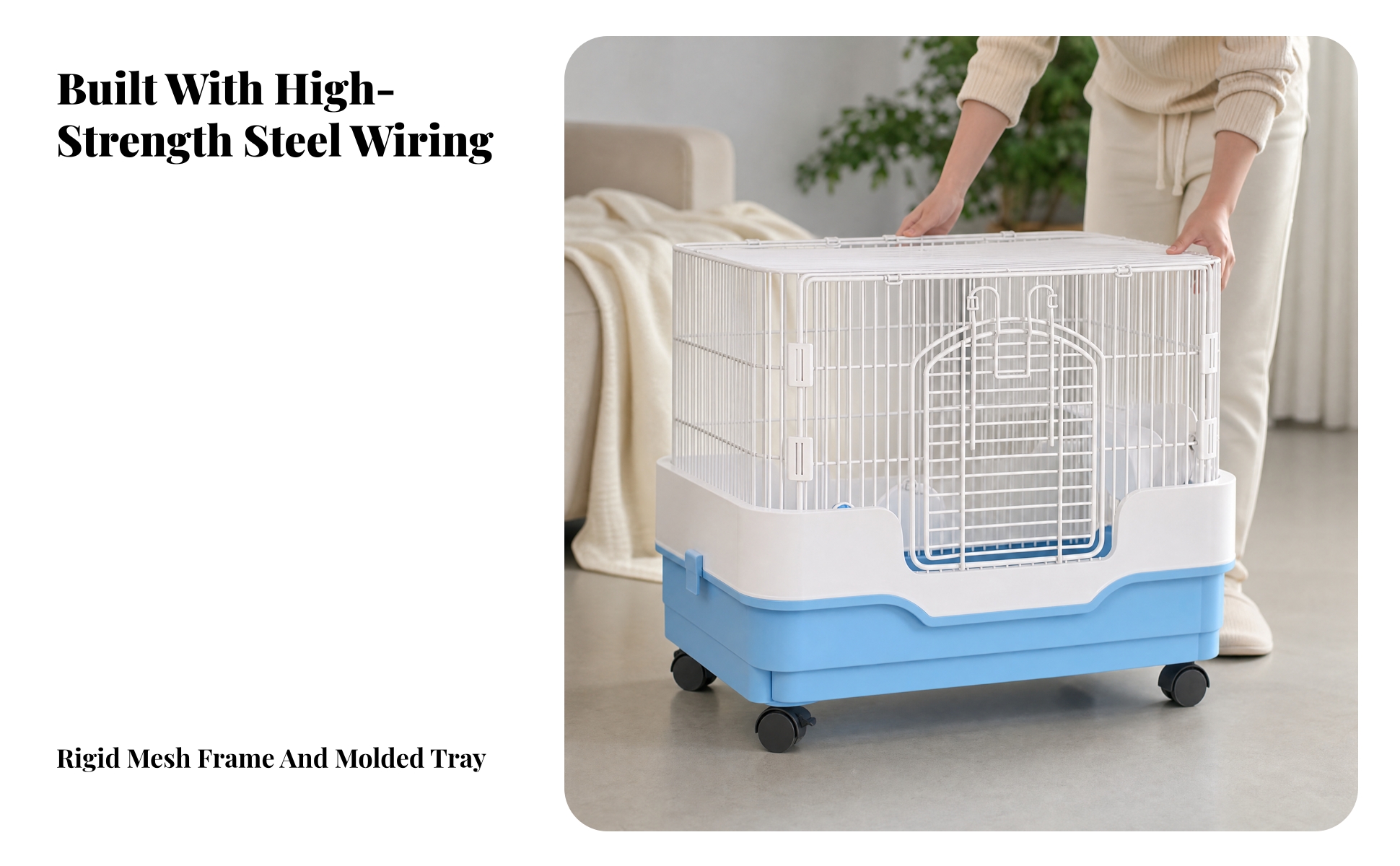 Small Pet Habitat Easy to Clean Small Pet Cage with Caster Wheels Spacious