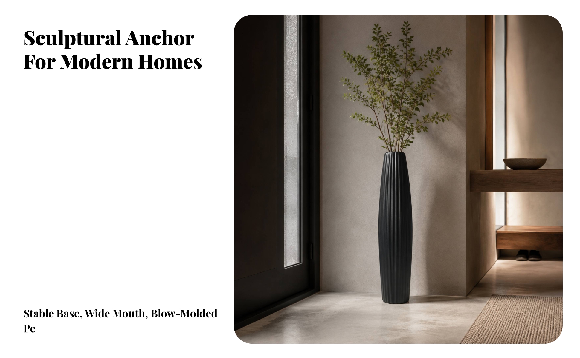 Blow-Molded Floor Vase Nordic Style for Fortunate Bamboo Display, Reading Nook