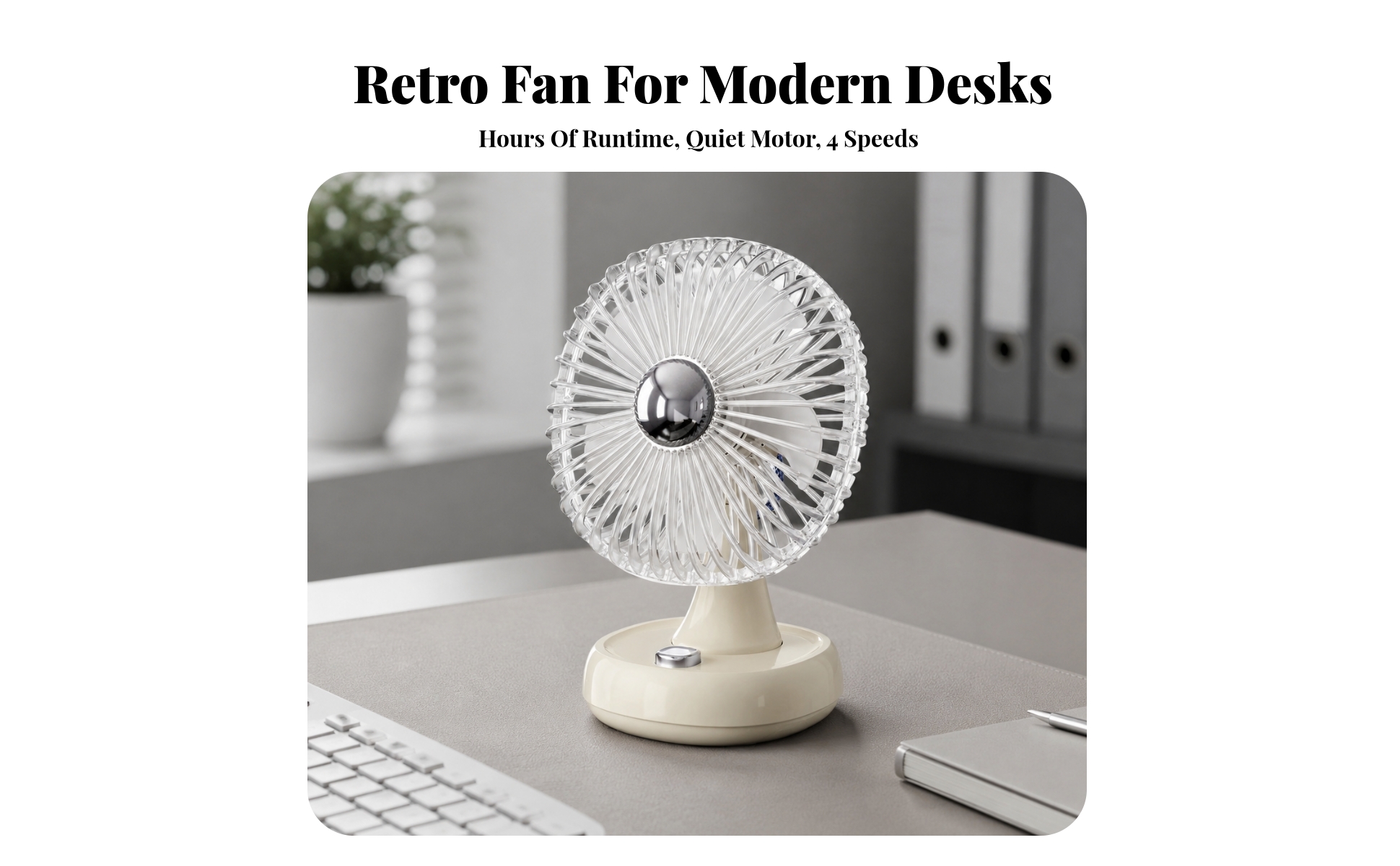 Mini Desktop Cooling Fan with Ambient Light Portable for Office, Bedside Table