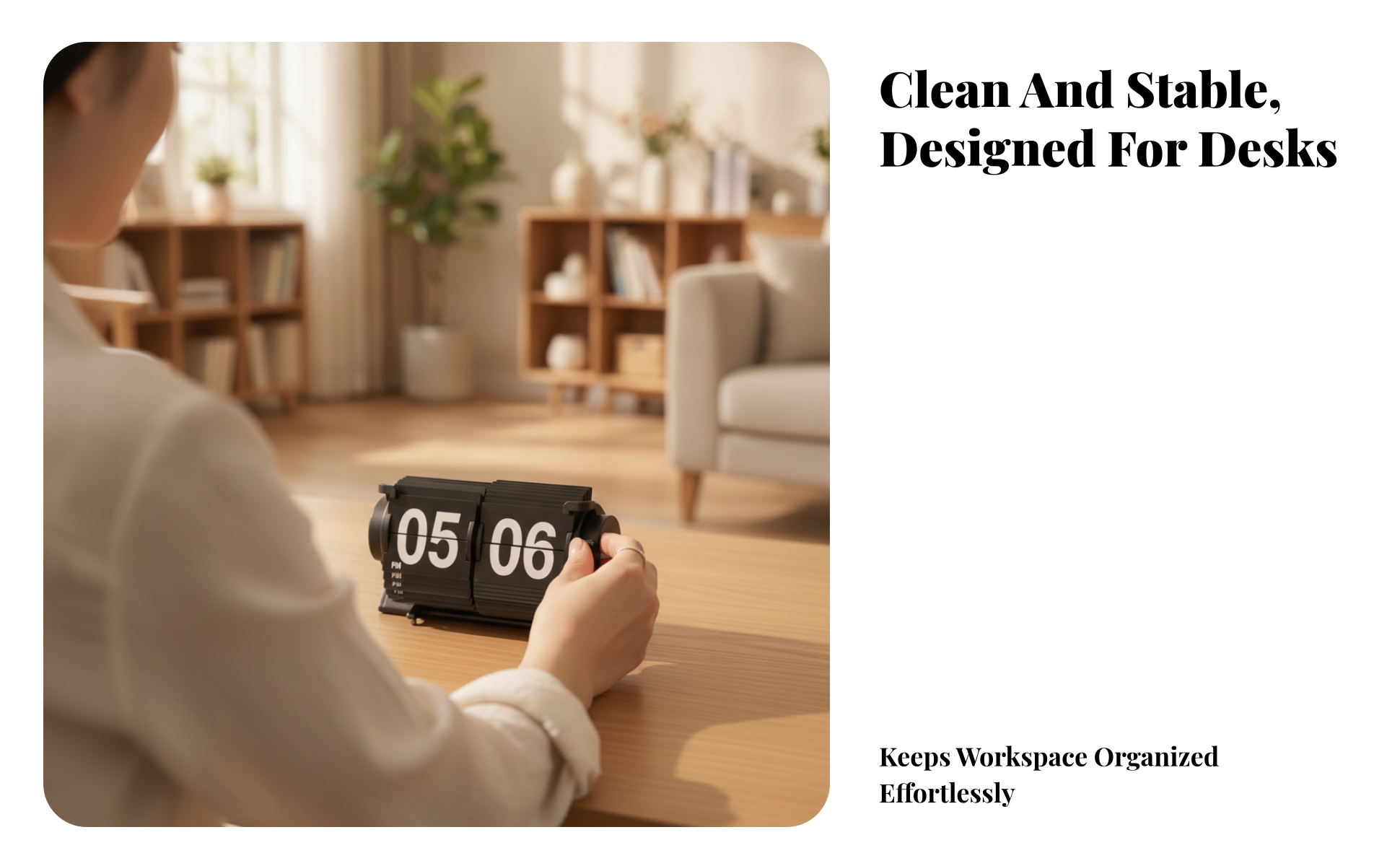 Mechanical Flip Clock Easy to Read Flip Clock for Office, Shelf, Minimalists