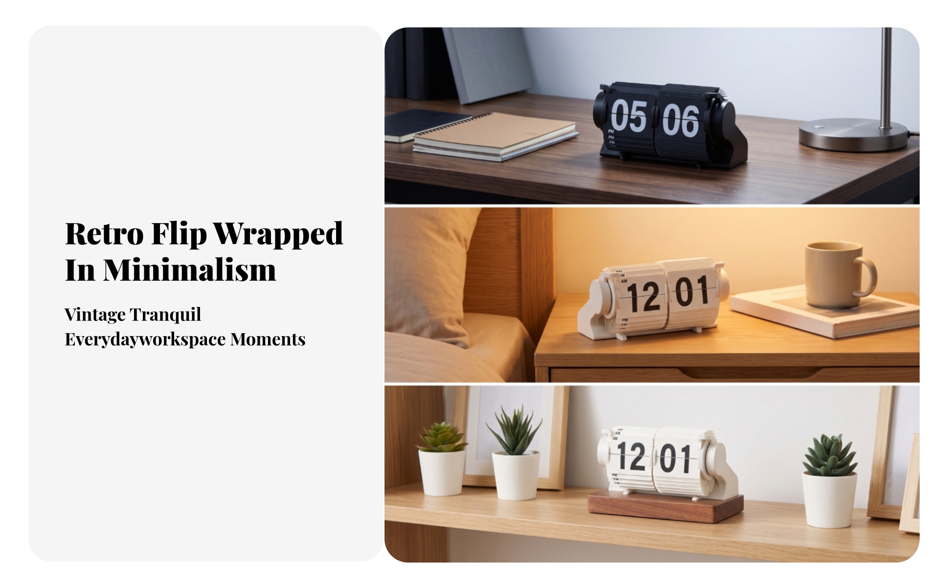 Mechanical Flip Clock Easy to Read Flip Clock for Office, Shelf, Minimalists