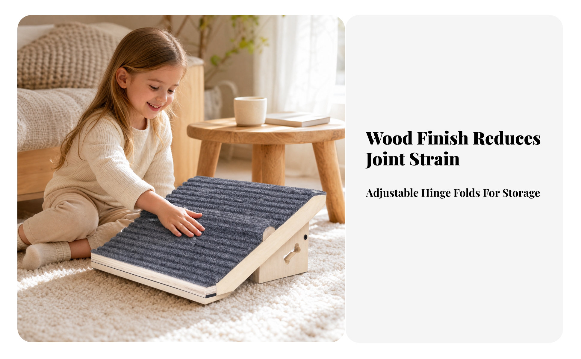 3 Pieces Pet Stair-Ramp with Anti-Slip Mat Low-Incline Foldable Dog Ramp Sturdy
