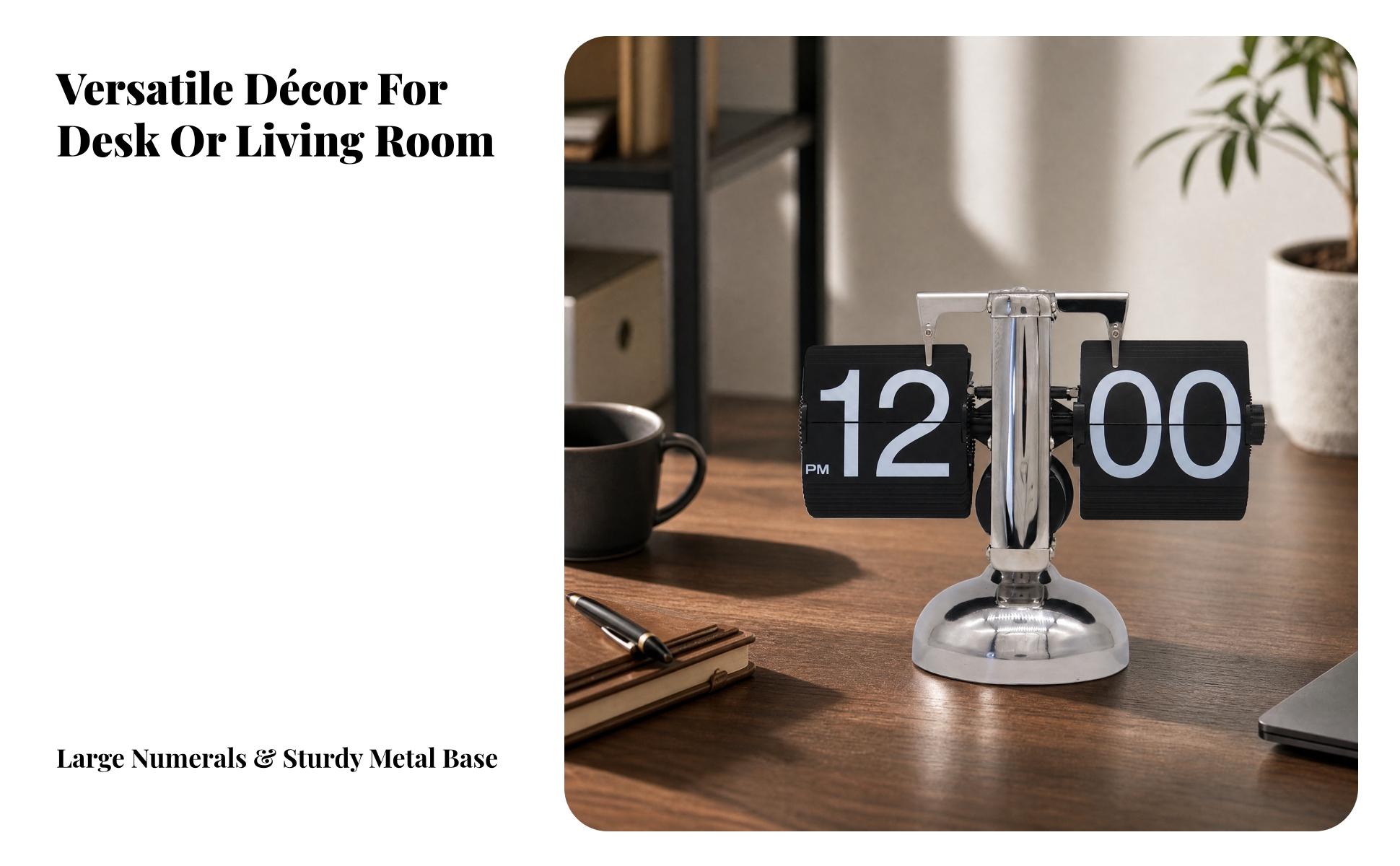 Retro Flip Clock Vintage Flip Clock Battery Powered for Office, Living Room