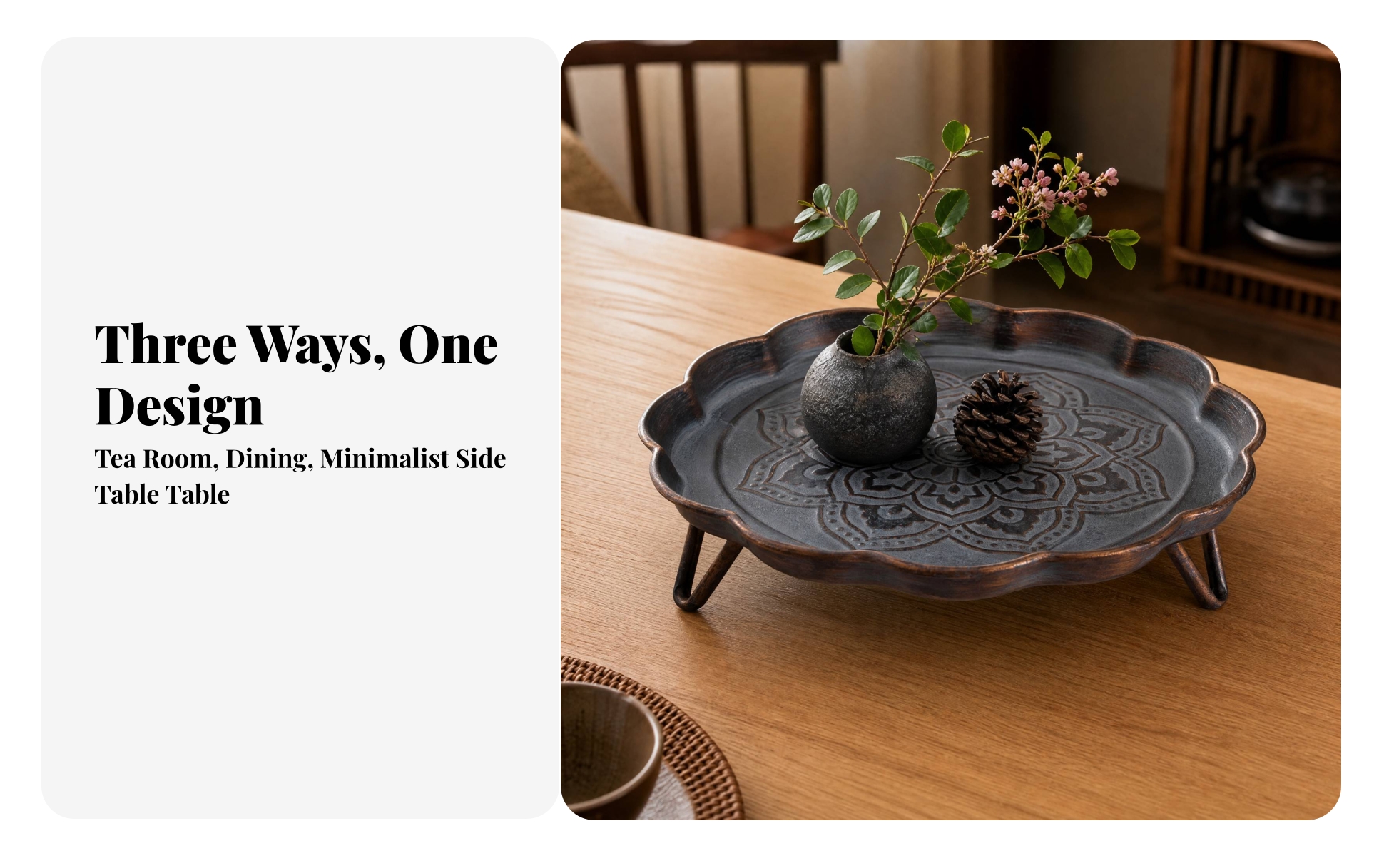 Metal Decorative Serving Tray Elevated for Tabletop Display, Entertaining Areas