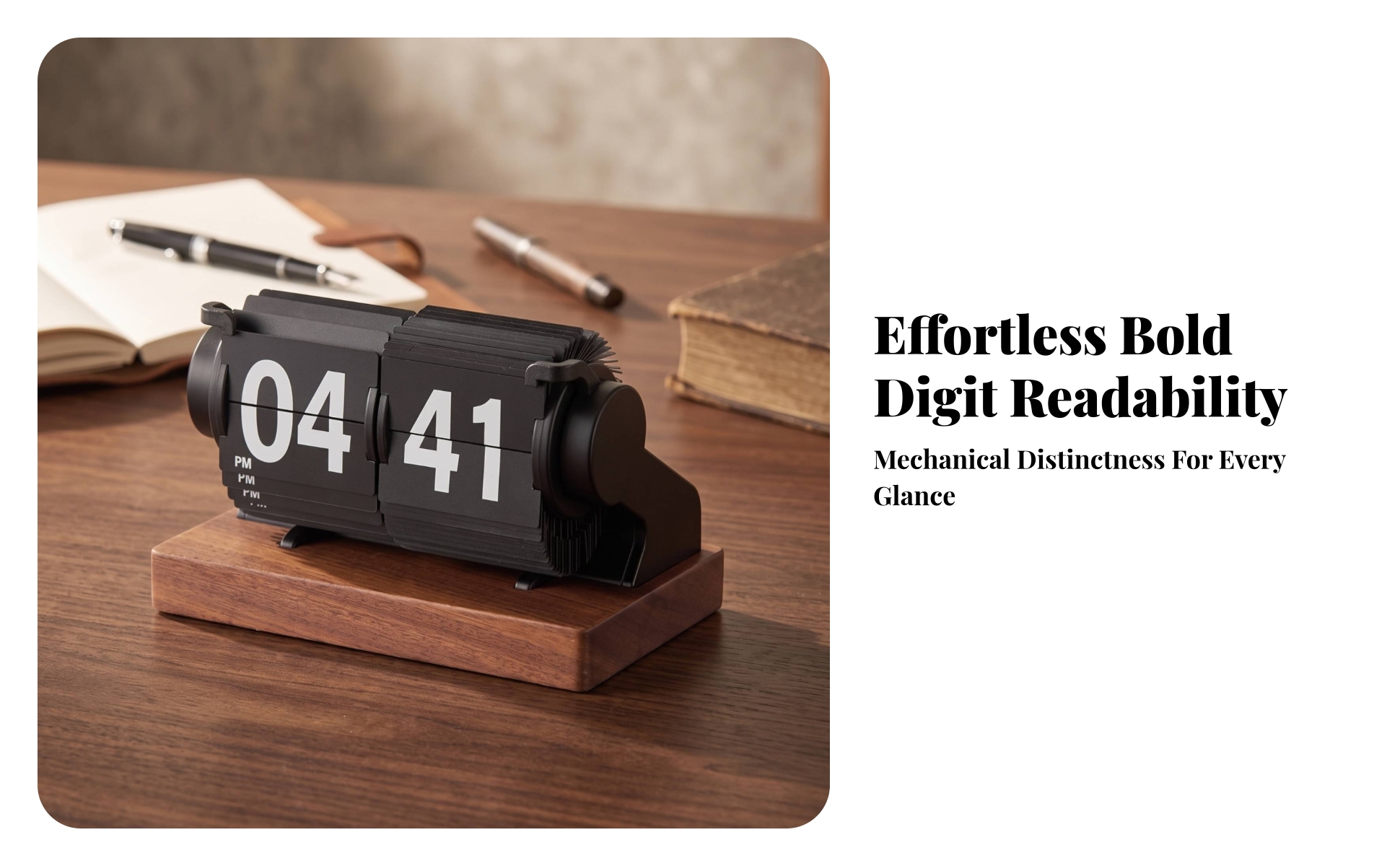 Mechanical Flip Clock Easy to Read Flip Clock for Office, Shelf, Minimalists