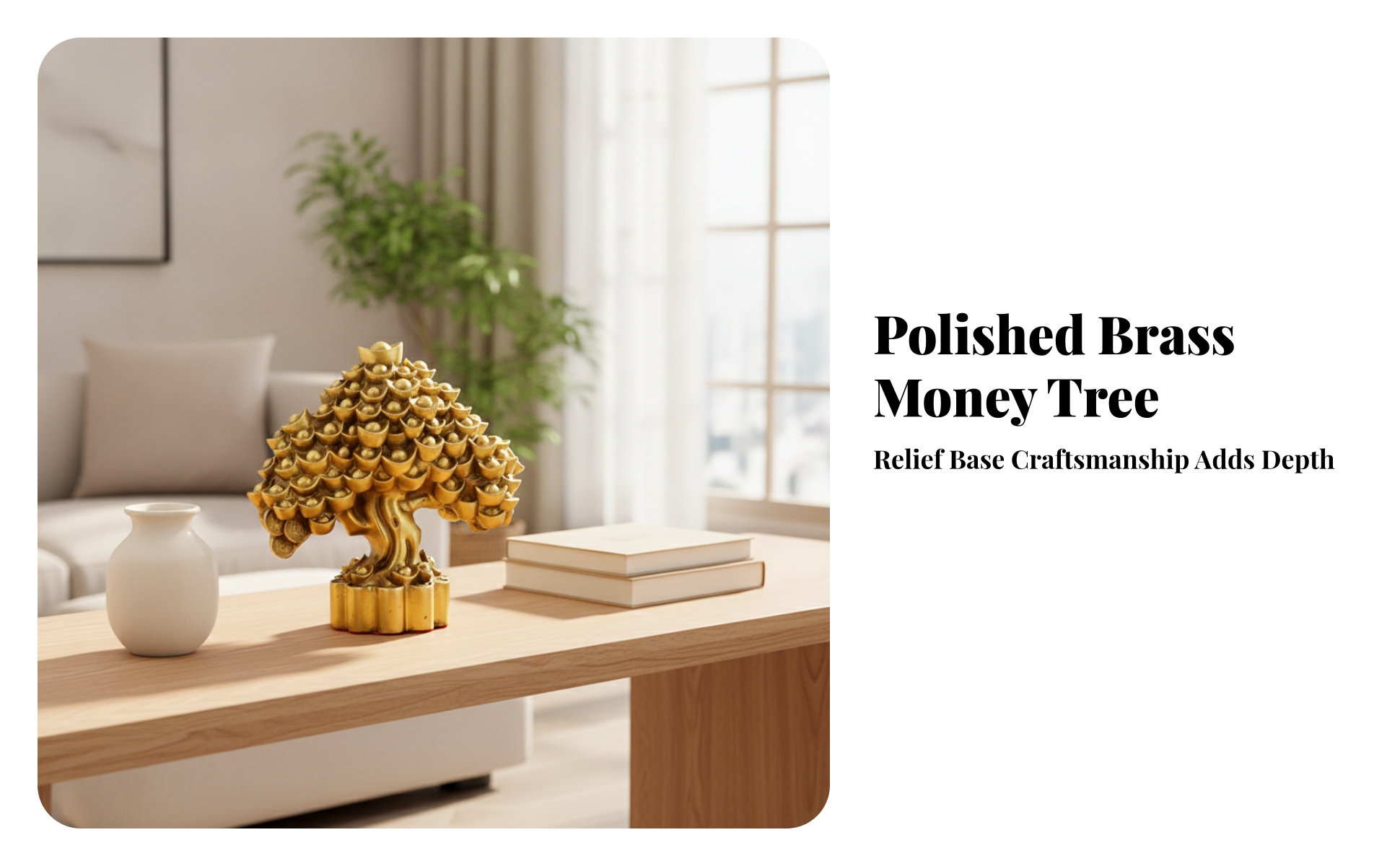 Wealth Tree Prosperity-Themed Wealth Tree with Discs Gold-Toned for Housewarming