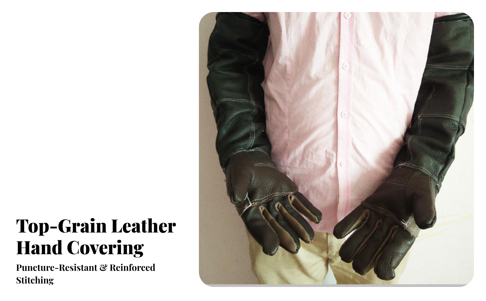 Lange Leder-Schutzhandschuhe mit 60 cm Stulpe bissfest für Tierpflege, Tierärzte