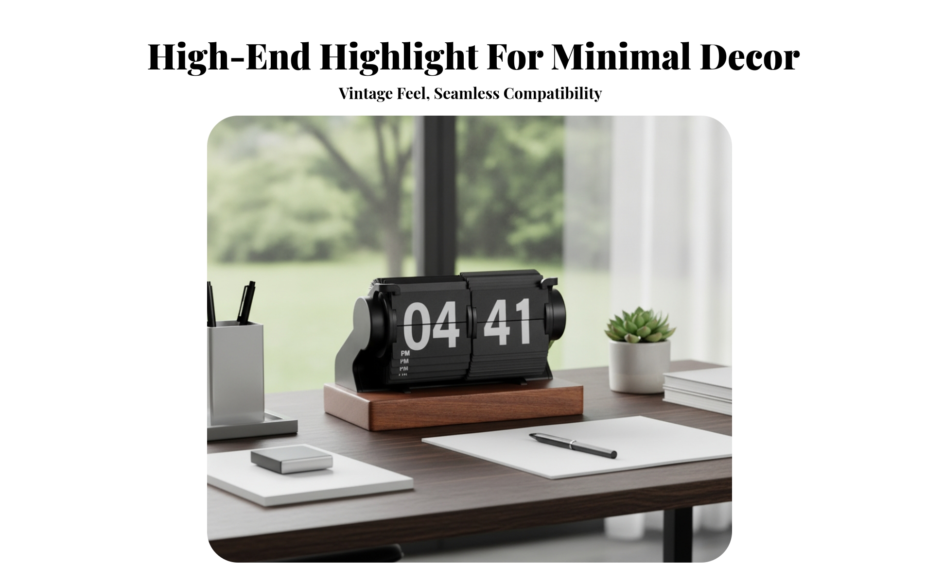 Mechanical Flip Clock Easy to Read Flip Clock for Office, Shelf, Minimalists