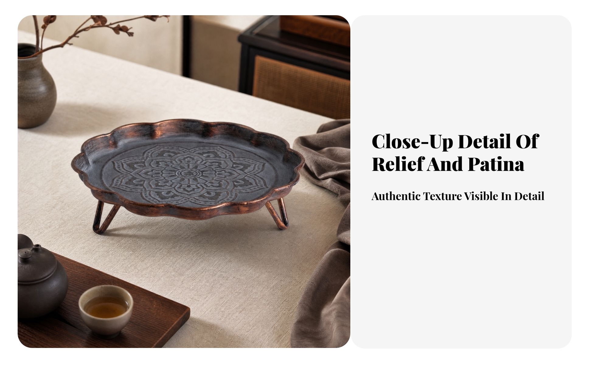 Metal Decorative Serving Tray Elevated for Tabletop Display, Entertaining Areas
