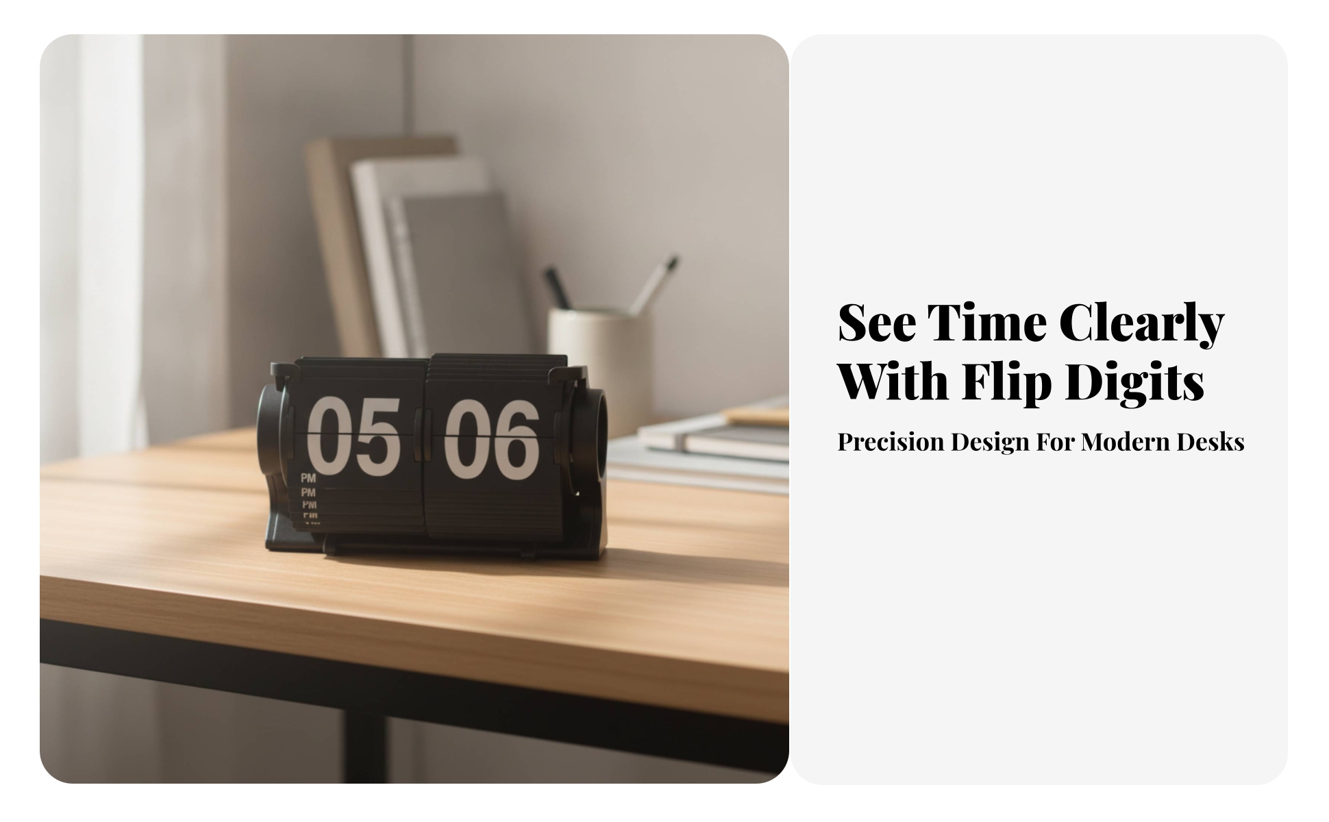 Mechanical Flip Clock Easy to Read Flip Clock for Office, Shelf, Minimalists