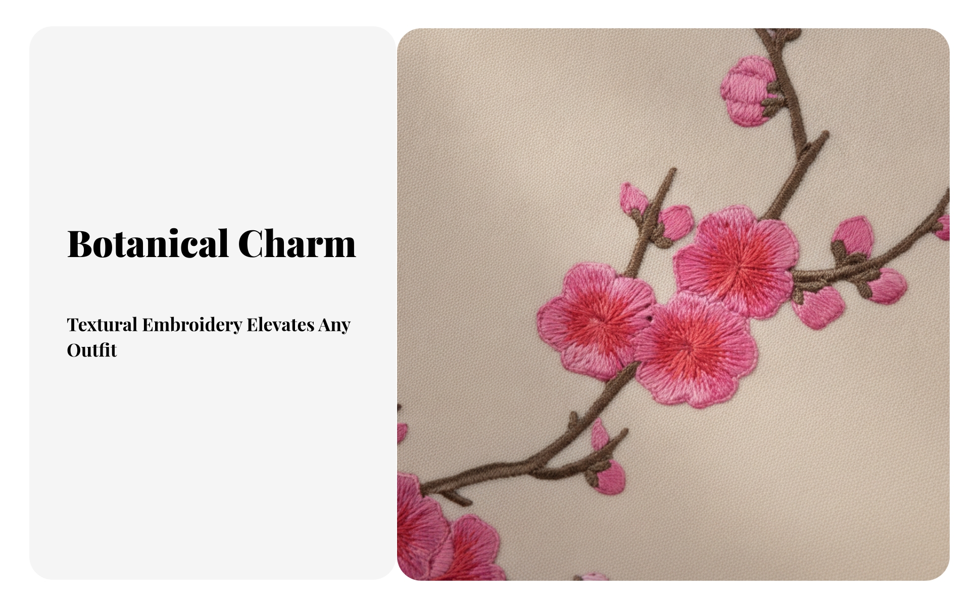 4 Pieces Cherry Blossom Embroidered Motif Sew-on Cherry Blossom Applique