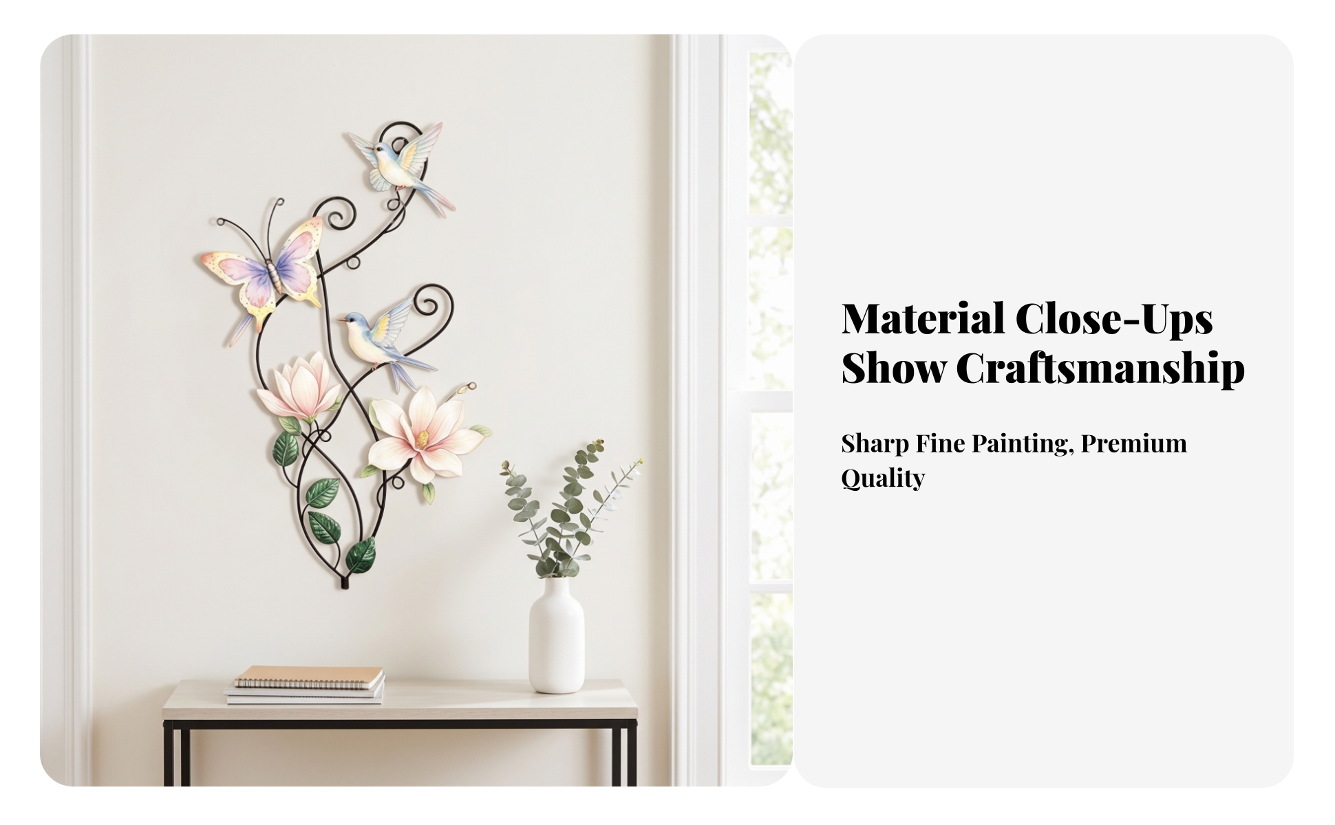 Metal Flower Wall Art Decorative Flower Wall Art Scrollwork for Hallway, Bedroom