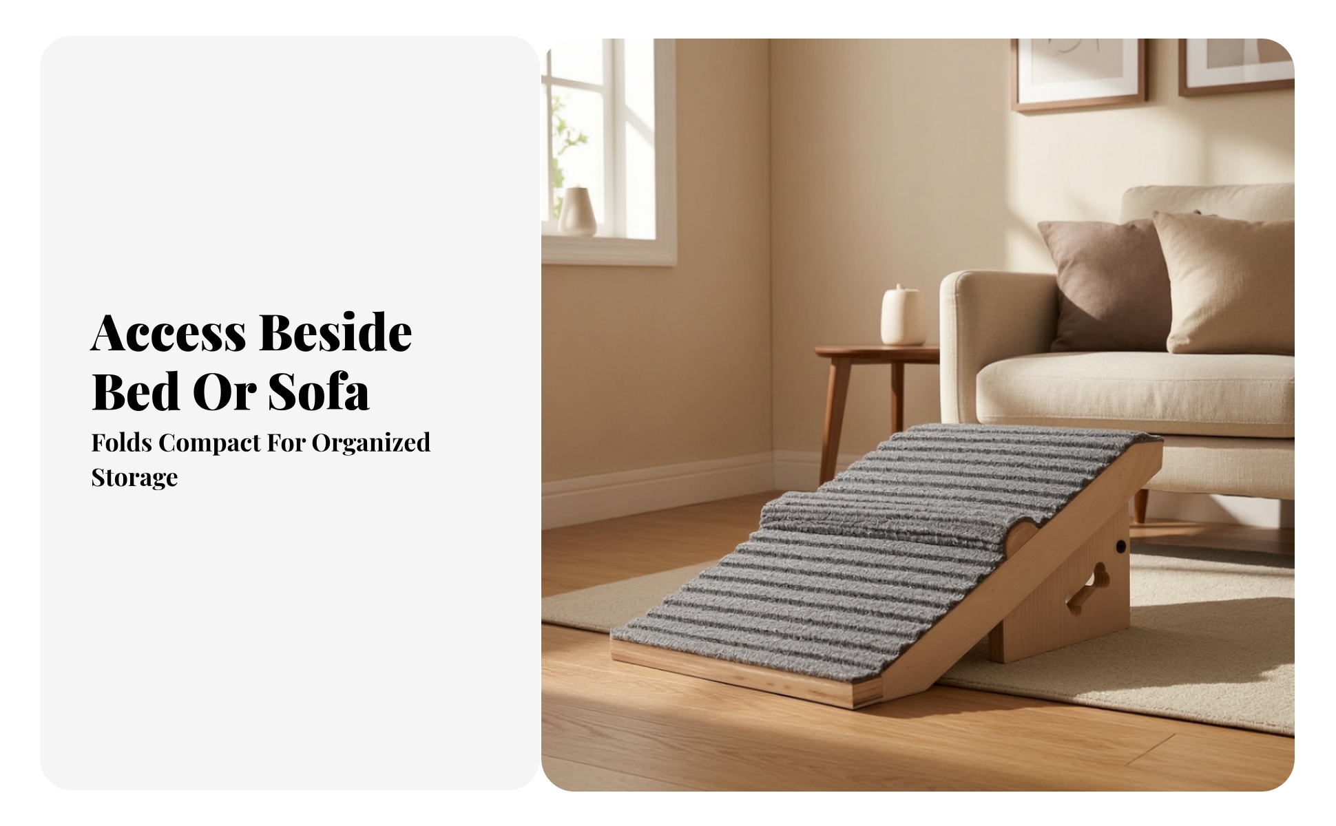 3 Pieces Pet Stair-Ramp with Anti-Slip Mat Low-Incline Foldable Dog Ramp Sturdy