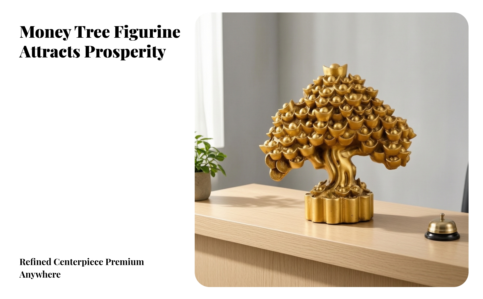 Wealth Tree Prosperity-Themed Wealth Tree with Discs Gold-Toned for Housewarming