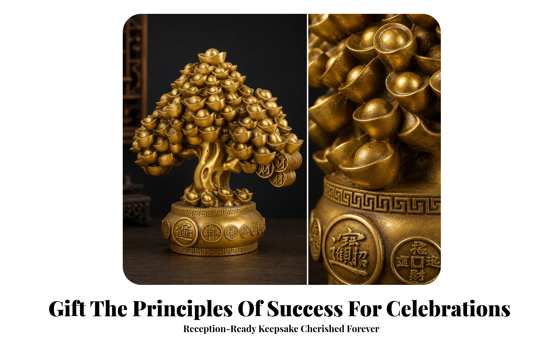 Wealth Tree Prosperity-Themed Wealth Tree with Discs Gold-Toned for Housewarming