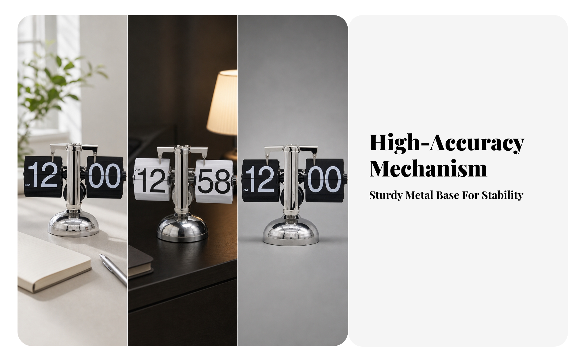 Retro Flip Clock Vintage Flip Clock Battery Powered for Office, Living Room