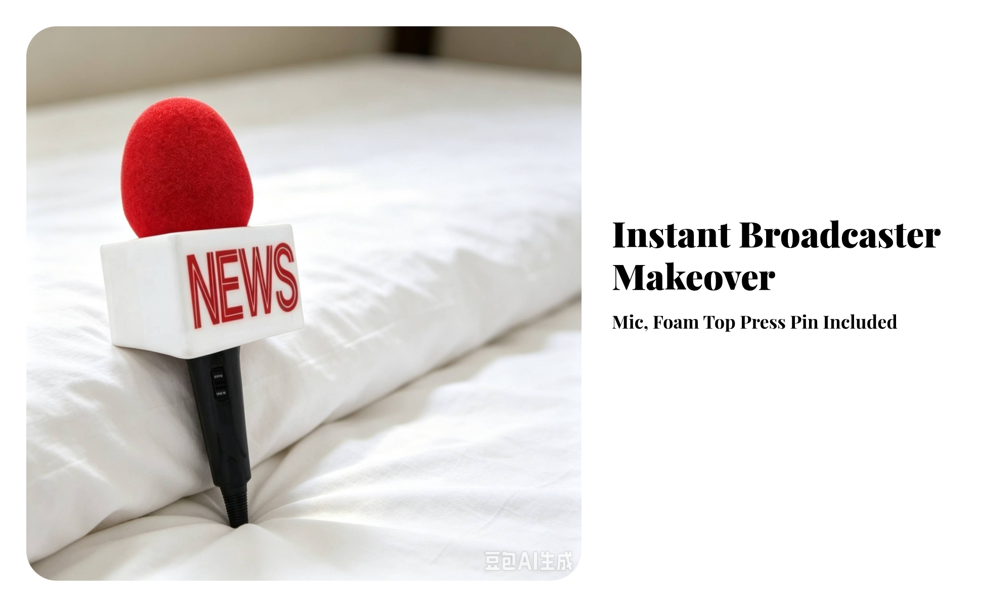 Reporter Voice Pick-up with Press Pass Realistic News Mic Prop with Earpiece