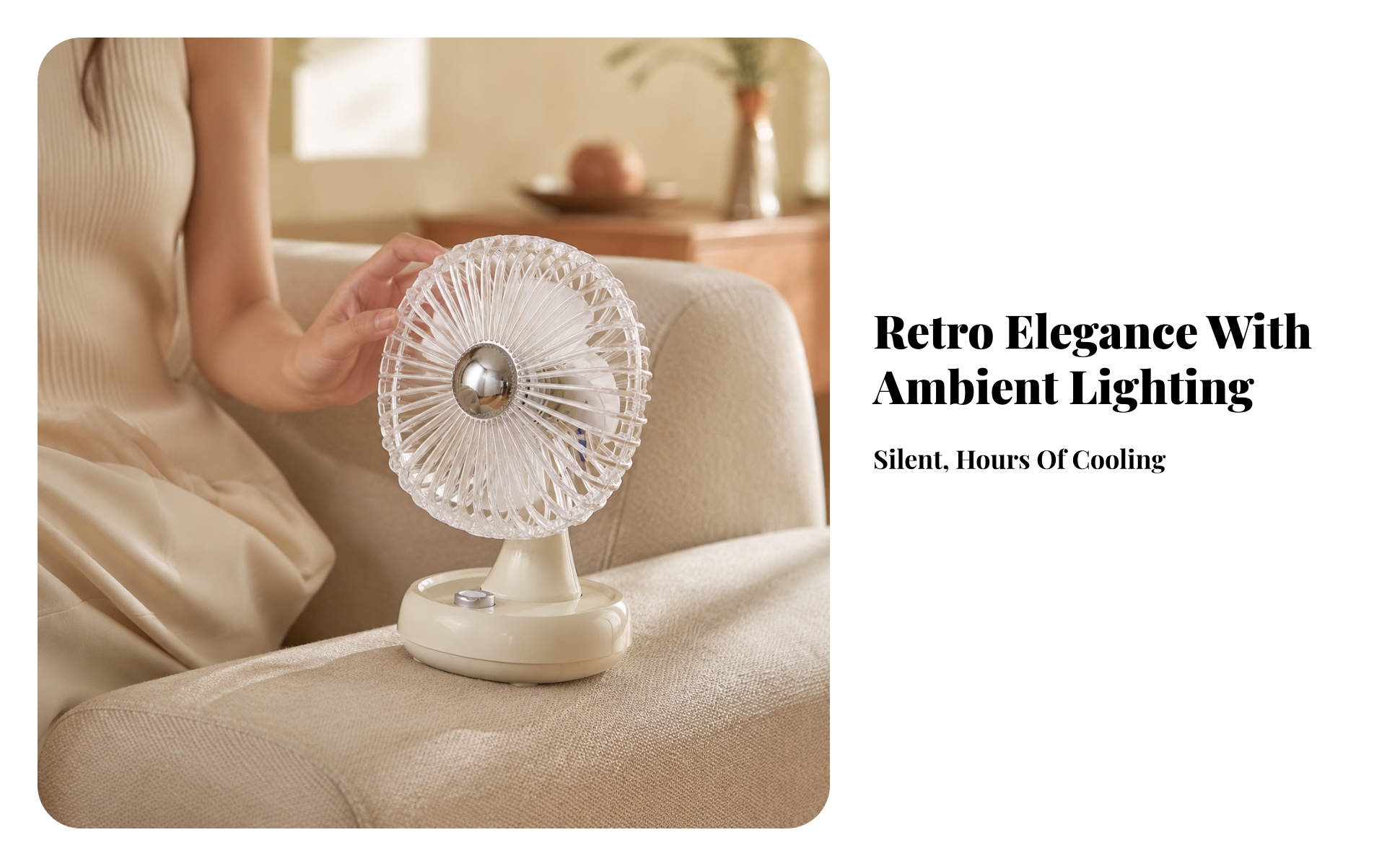 Mini Desktop Cooling Fan with Ambient Light Portable for Office, Bedside Table