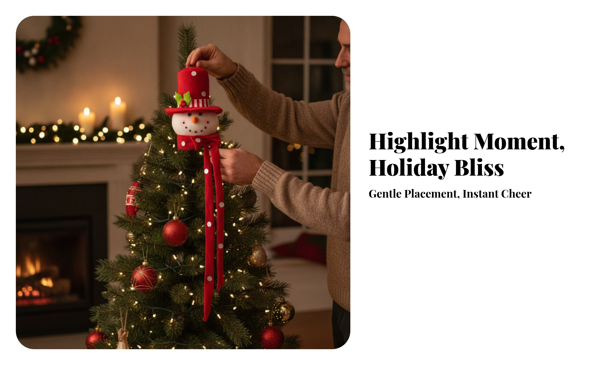 Snowman Tree Topper Adorable Christmas Tree Topper Large for Mantel, Shop Window