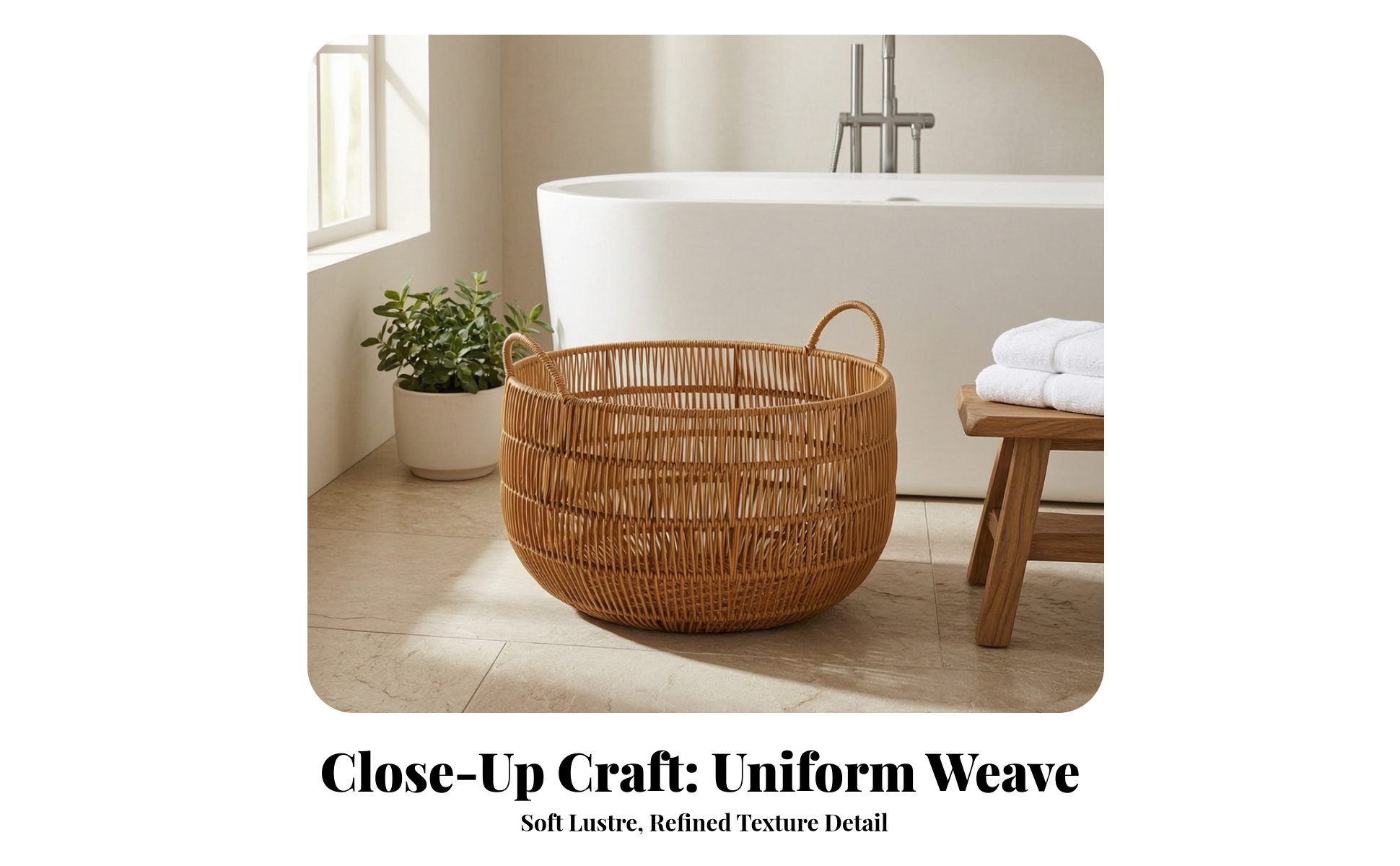 Wicker Laundry Basket with Loop Handles Natural for Bedroom, Bathroom