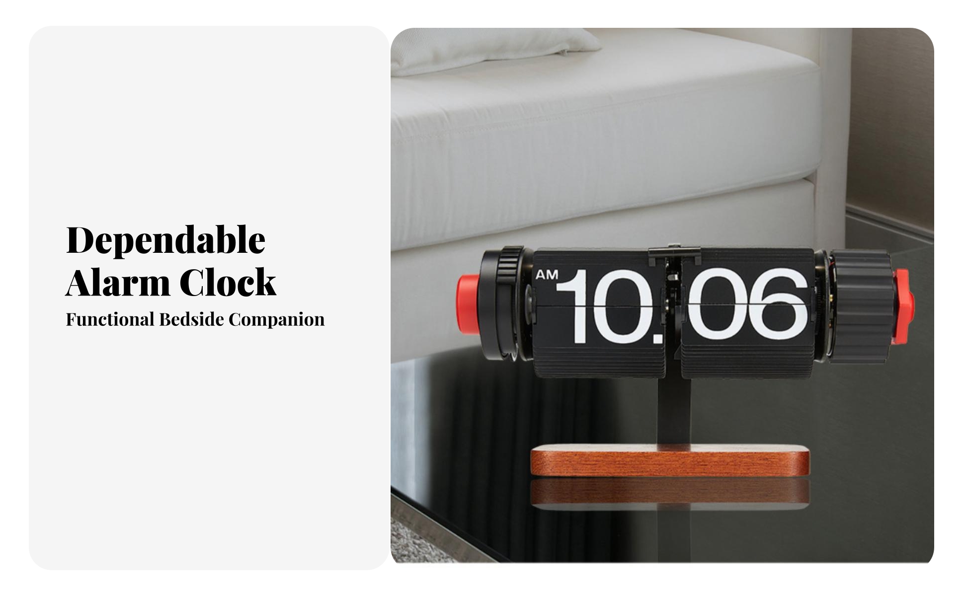 Mechanical Flip Clock Vintage Flip Clock with Wooden Base Compact