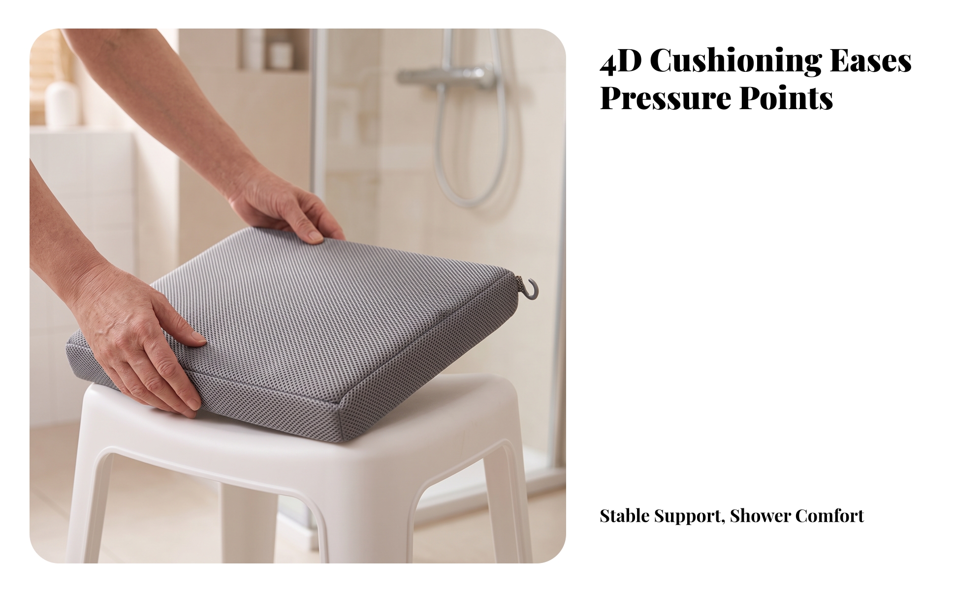 Bath Seat Cushion with Hanging Loop Quick-Drying Shower Chair Cushion Anti-Slip
