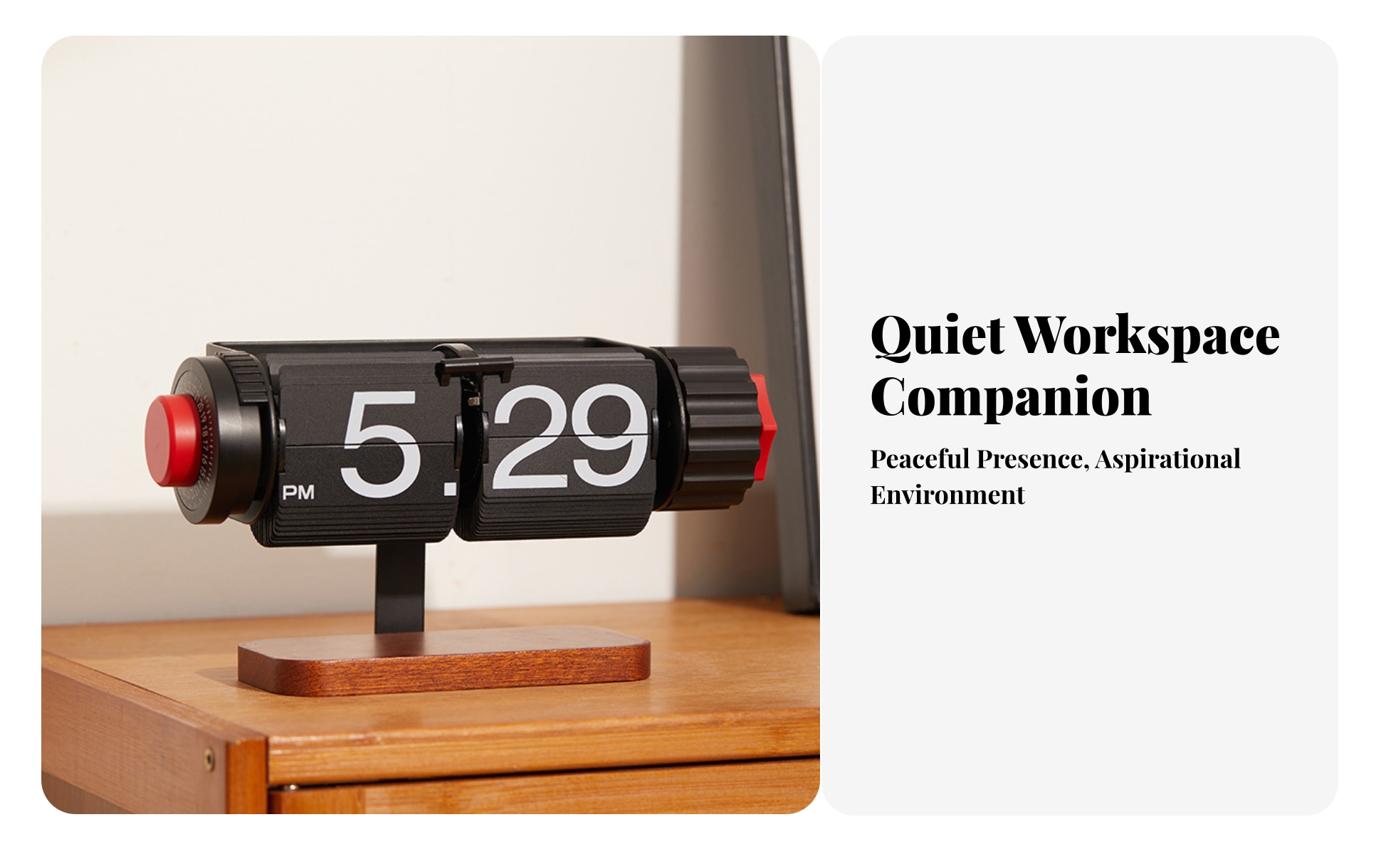 Mechanical Flip Clock Vintage Flip Clock with Wooden Base Compact