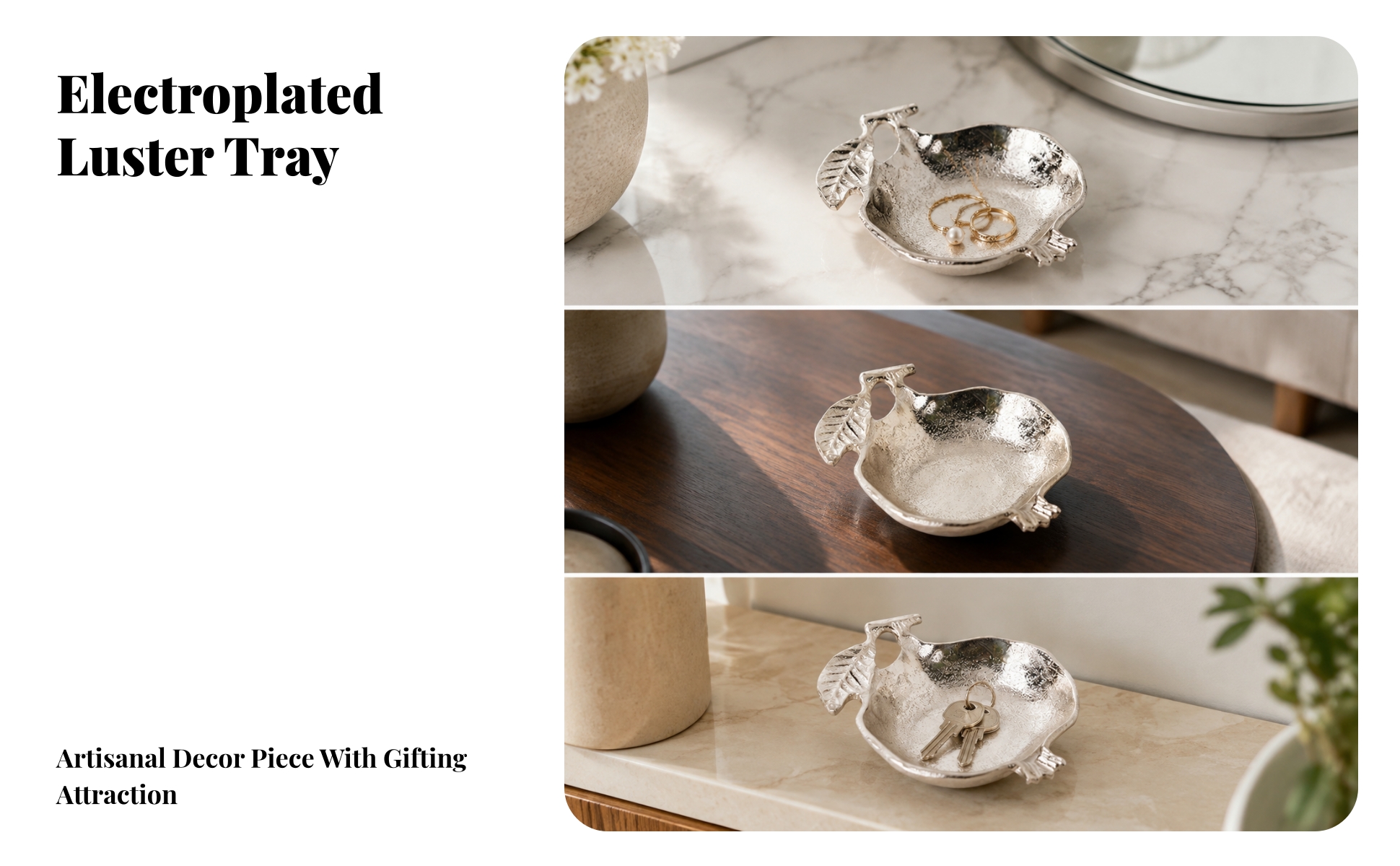 Sculpted Pomegranate Tray Sculptural for Display Shelf, Jewelry Storage