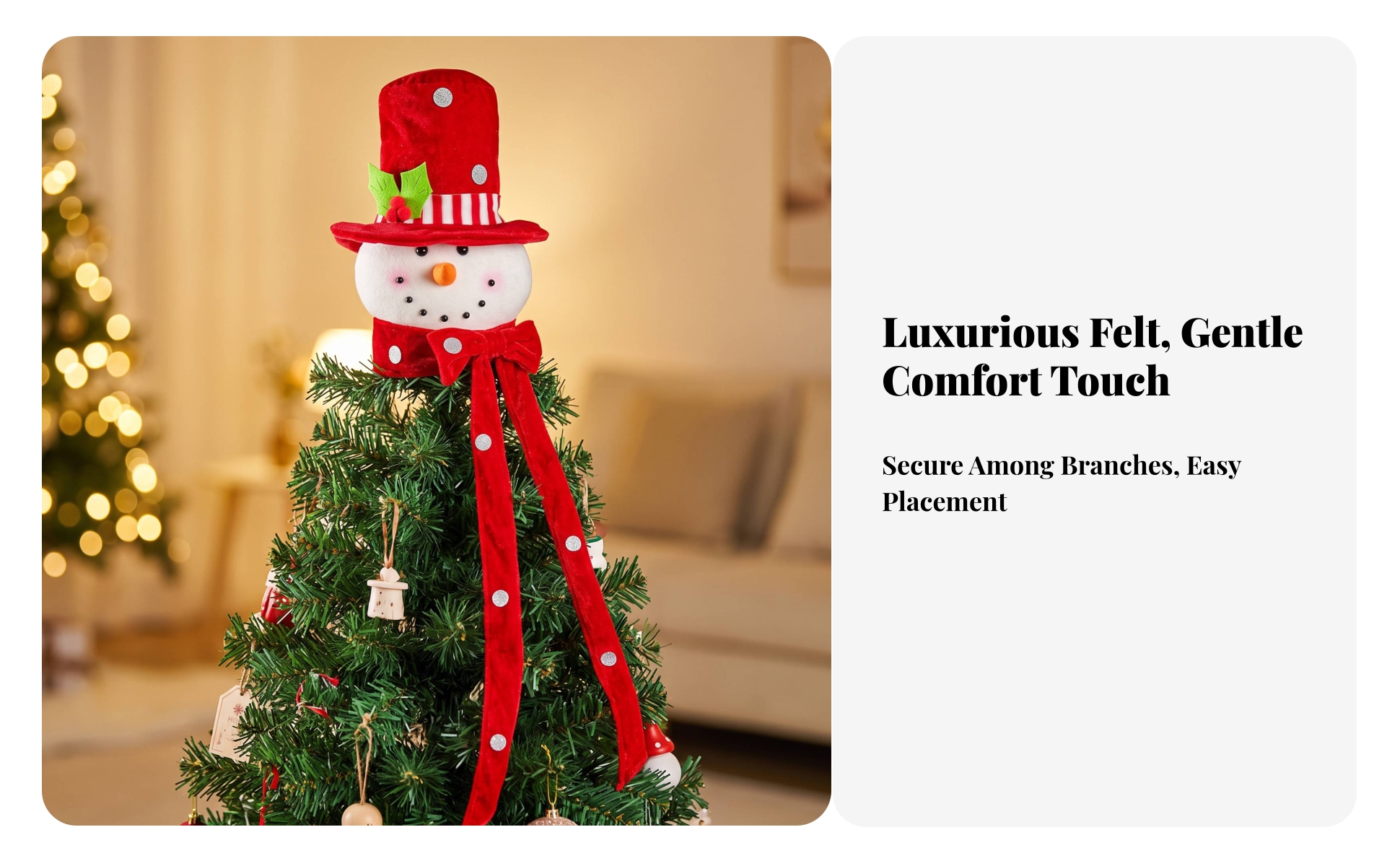 Snowman Tree Topper Adorable Christmas Tree Topper Large for Mantel, Shop Window