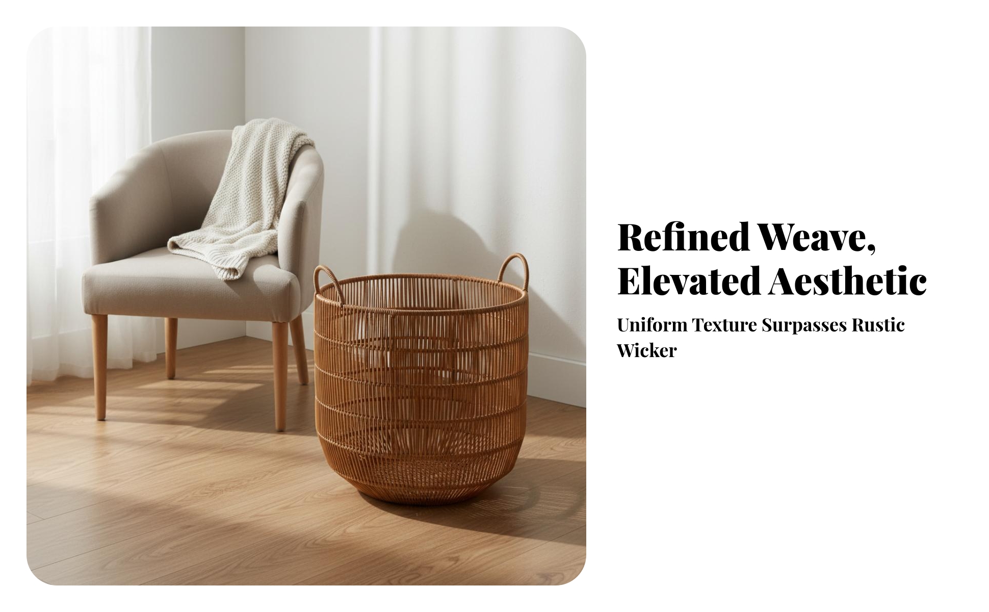 Wicker Laundry Basket with Loop Handles Natural for Bedroom, Bathroom