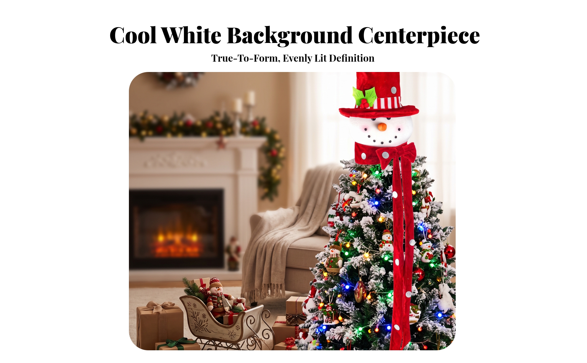 Snowman Tree Topper Adorable Christmas Tree Topper Large for Mantel, Shop Window