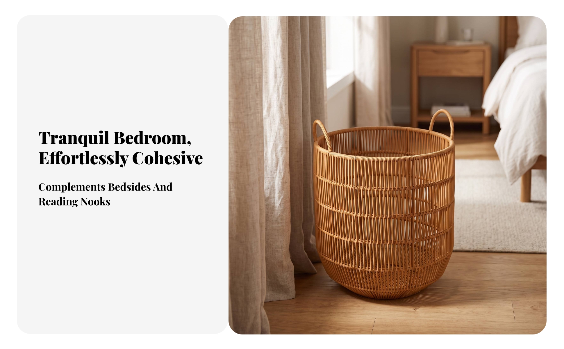 Wicker Laundry Basket with Loop Handles Natural for Bedroom, Bathroom