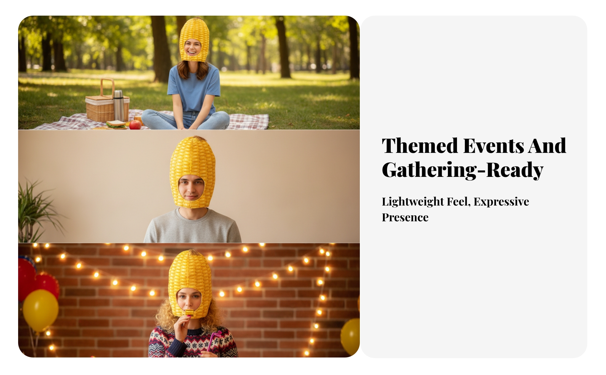 Corn Cob Headpiece Full-Coverage Corn Cob Hat Novelty for Stage Performances