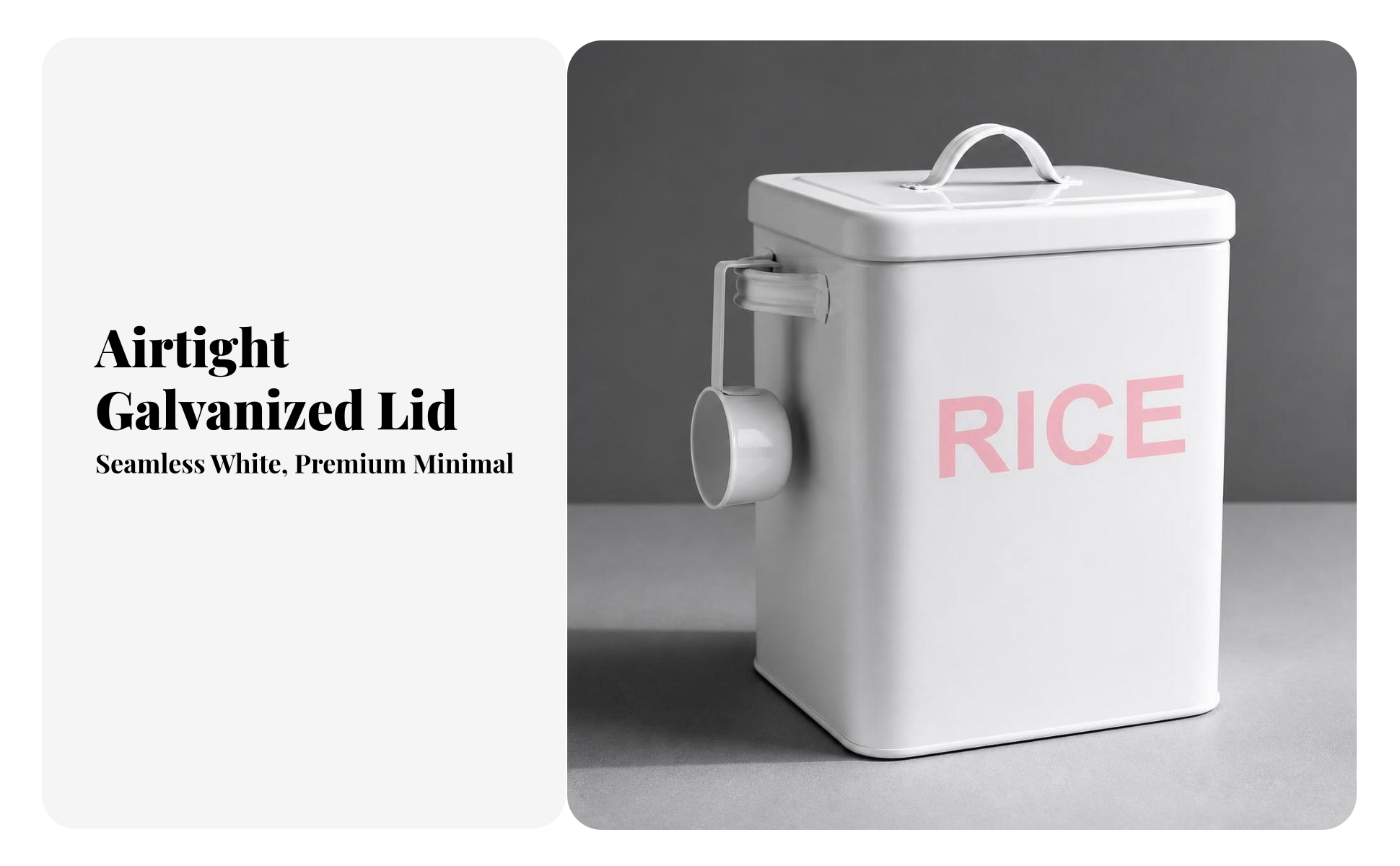 Rice Storage Container with Scoop Airtight Metal Rice Container with Lid Compact