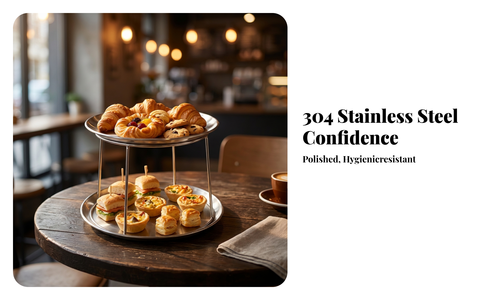 Two-Tier Serving Rack Stainless Steel 2-Tier Food Display Stand Modern for Hosts