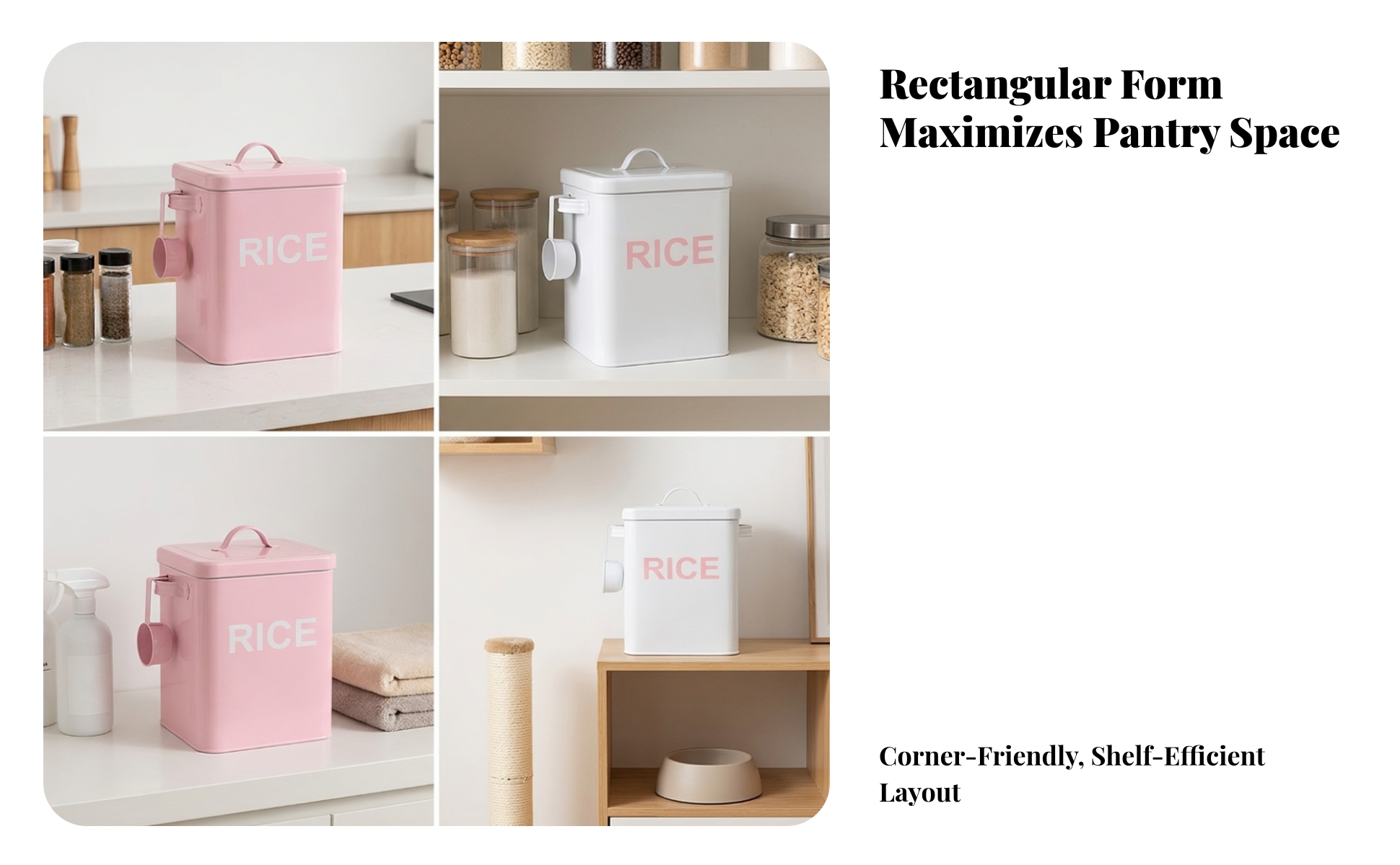 Rice Storage Container with Scoop Airtight Metal Rice Container with Lid Compact