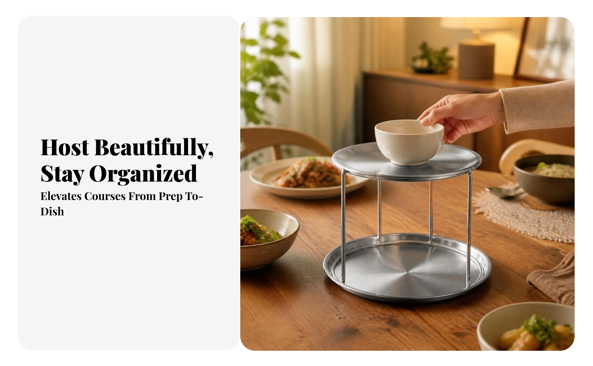 Two-Tier Serving Rack Stainless Steel 2-Tier Food Display Stand Modern for Hosts