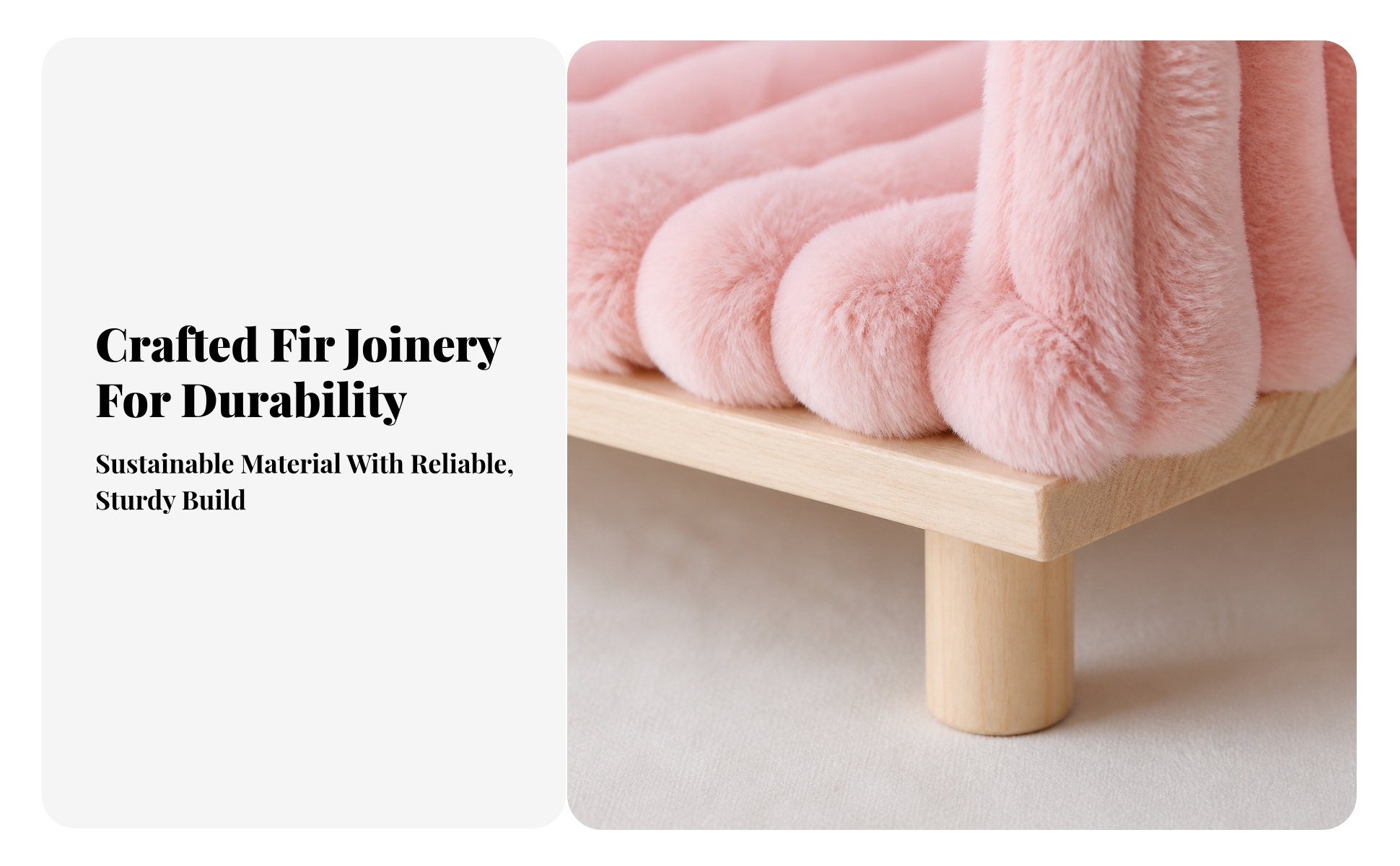 Rabbit Sofa Bed Elevated Wooden Pet Bed with Cushion Raised for Rabbits, Bunnies