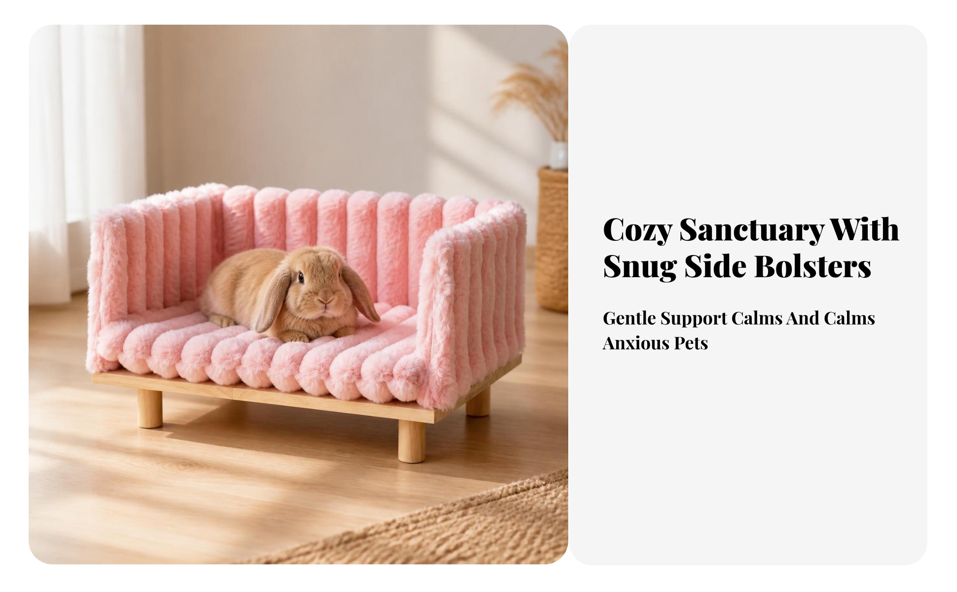 Rabbit Sofa Bed Elevated Wooden Pet Bed with Cushion Raised for Rabbits, Bunnies