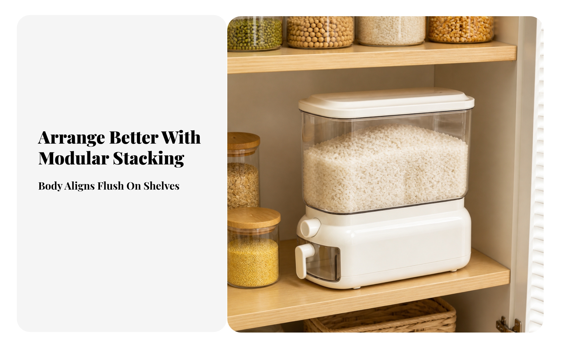 Rice Dispenser Compact Rice Storage Container Airtight for Pantry, Households