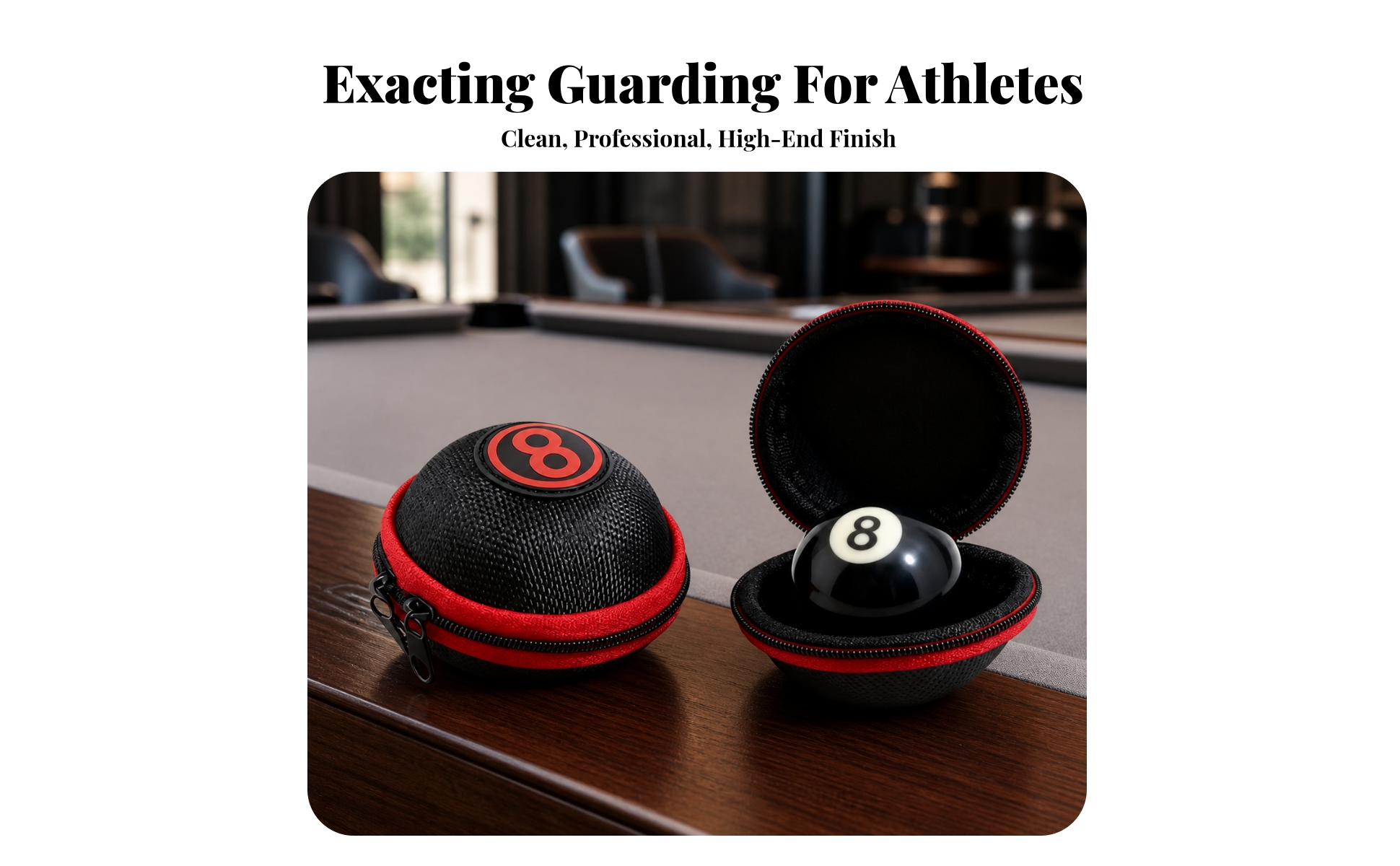 Eight Ball Case with Zipper Portable Billiard Ball Holder with Handle Compact