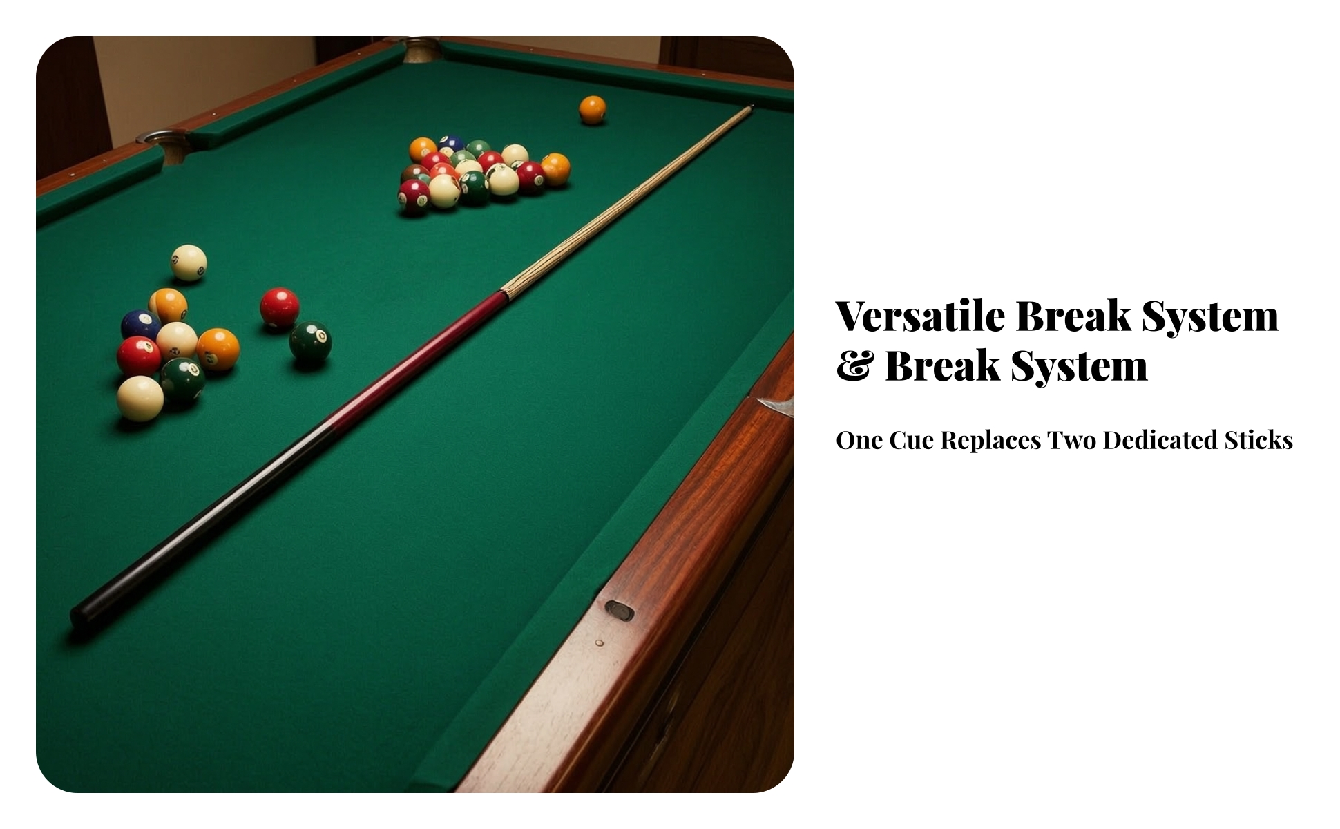 Pool Stick Wrapless Break Jump Cue Chip-Proof for Game Room