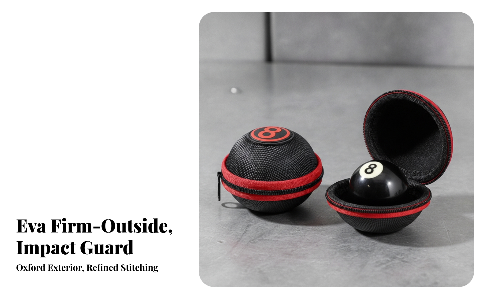 Eight Ball Case with Zipper Portable Billiard Ball Holder with Handle Compact