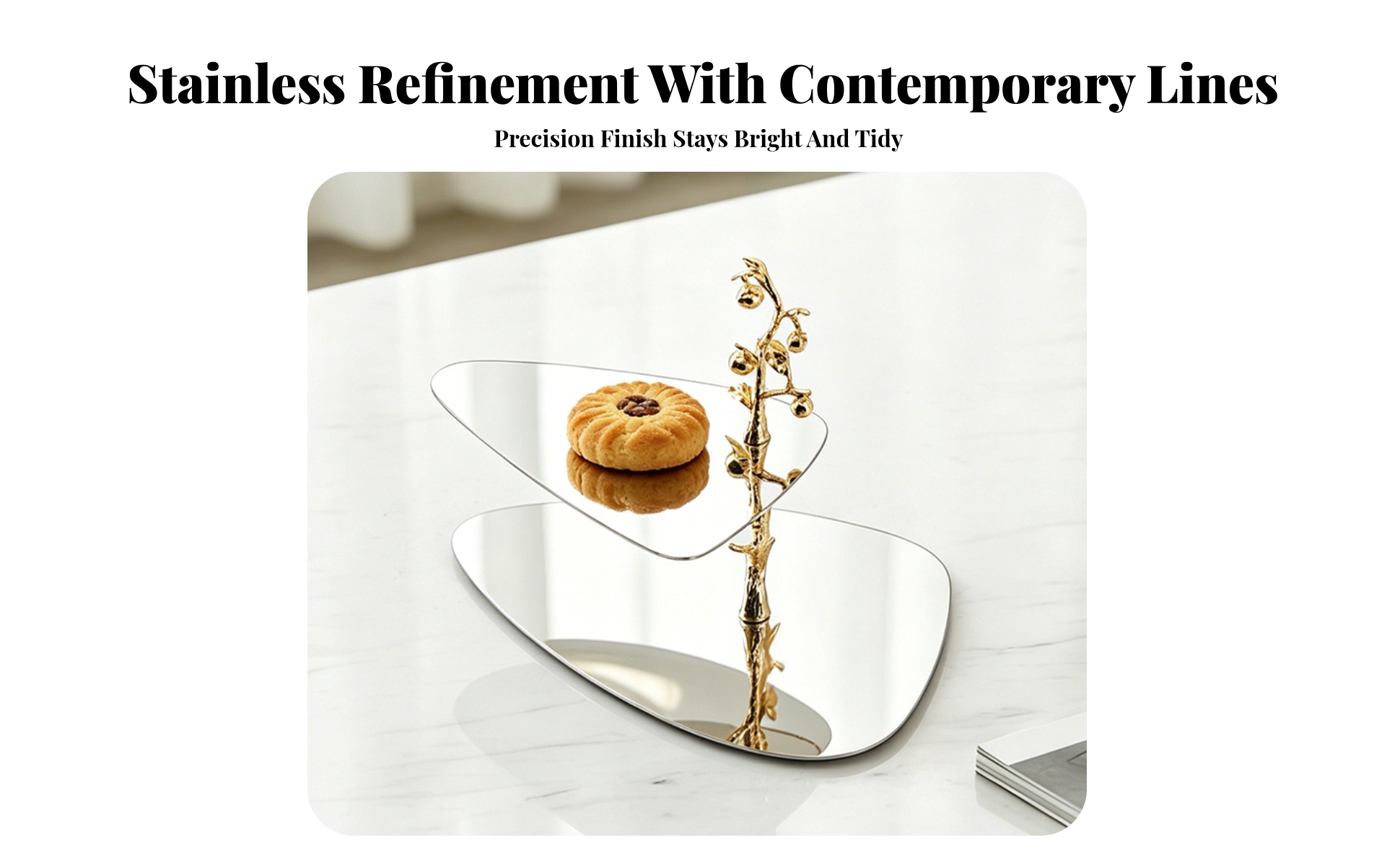 Two-Tier Serving Stand Geometric Double-Layer Tray Metal for Living Room, Hosts