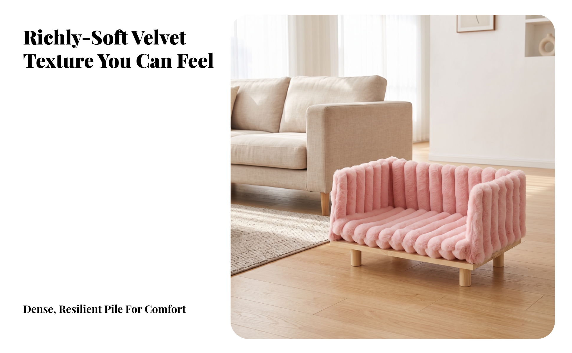 Rabbit Sofa Bed Elevated Wooden Pet Bed with Cushion Raised for Rabbits, Bunnies