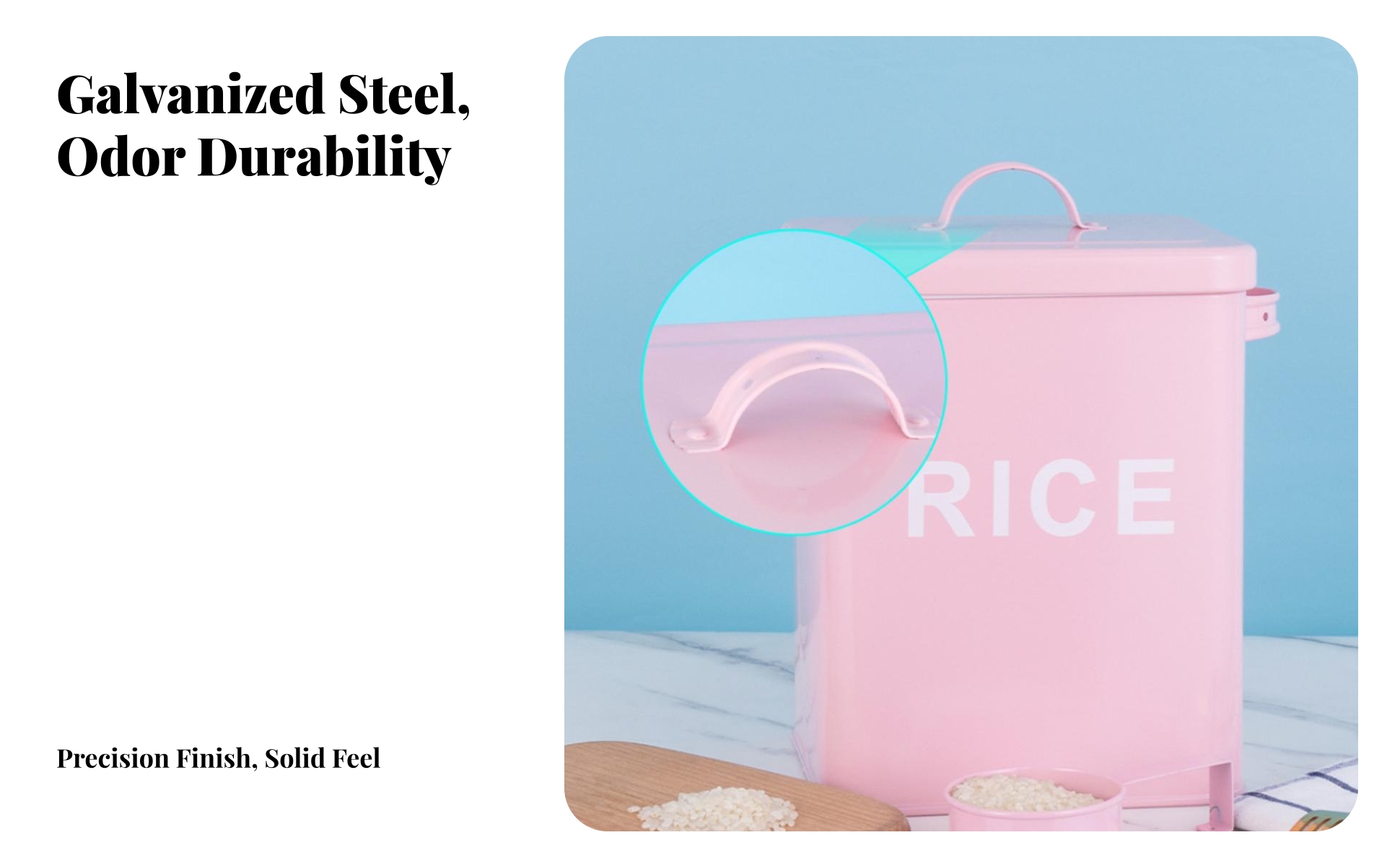 Rice Storage Container with Scoop Airtight Metal Rice Container with Lid Compact