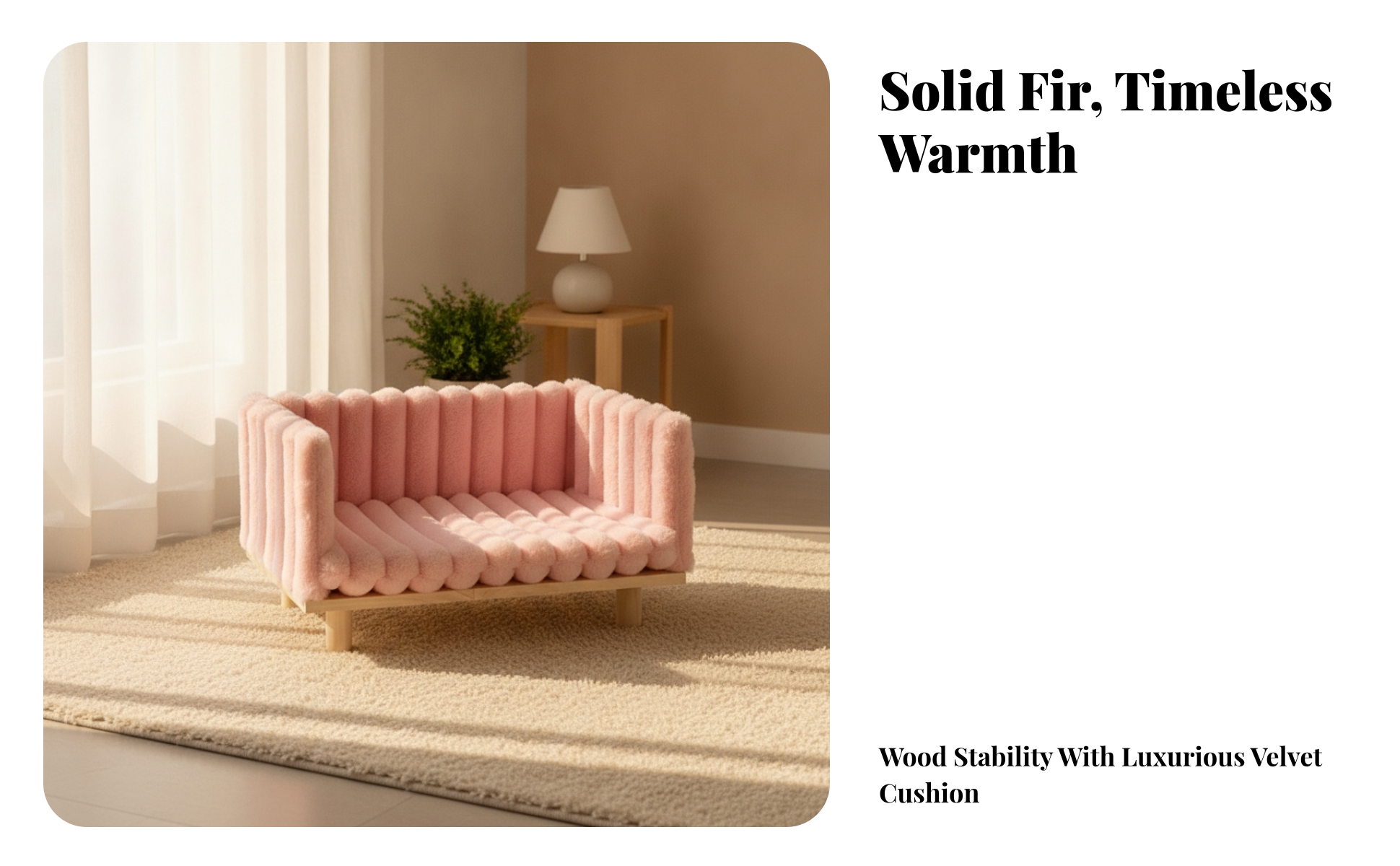 Rabbit Sofa Bed Elevated Wooden Pet Bed with Cushion Raised for Rabbits, Bunnies
